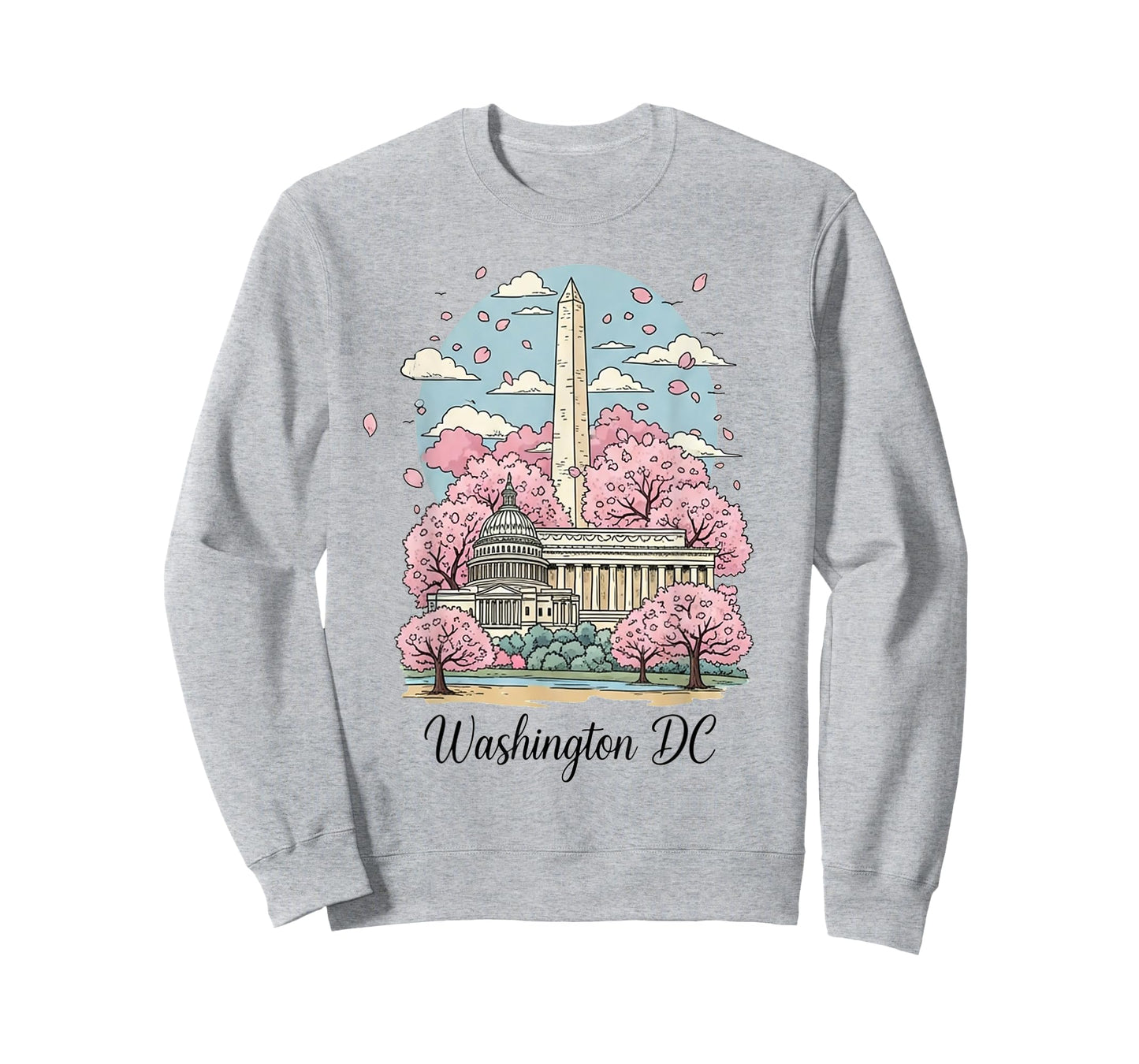 Washington DC Cherry Blossoms Spring Art Travel Souvenir T-Shirt