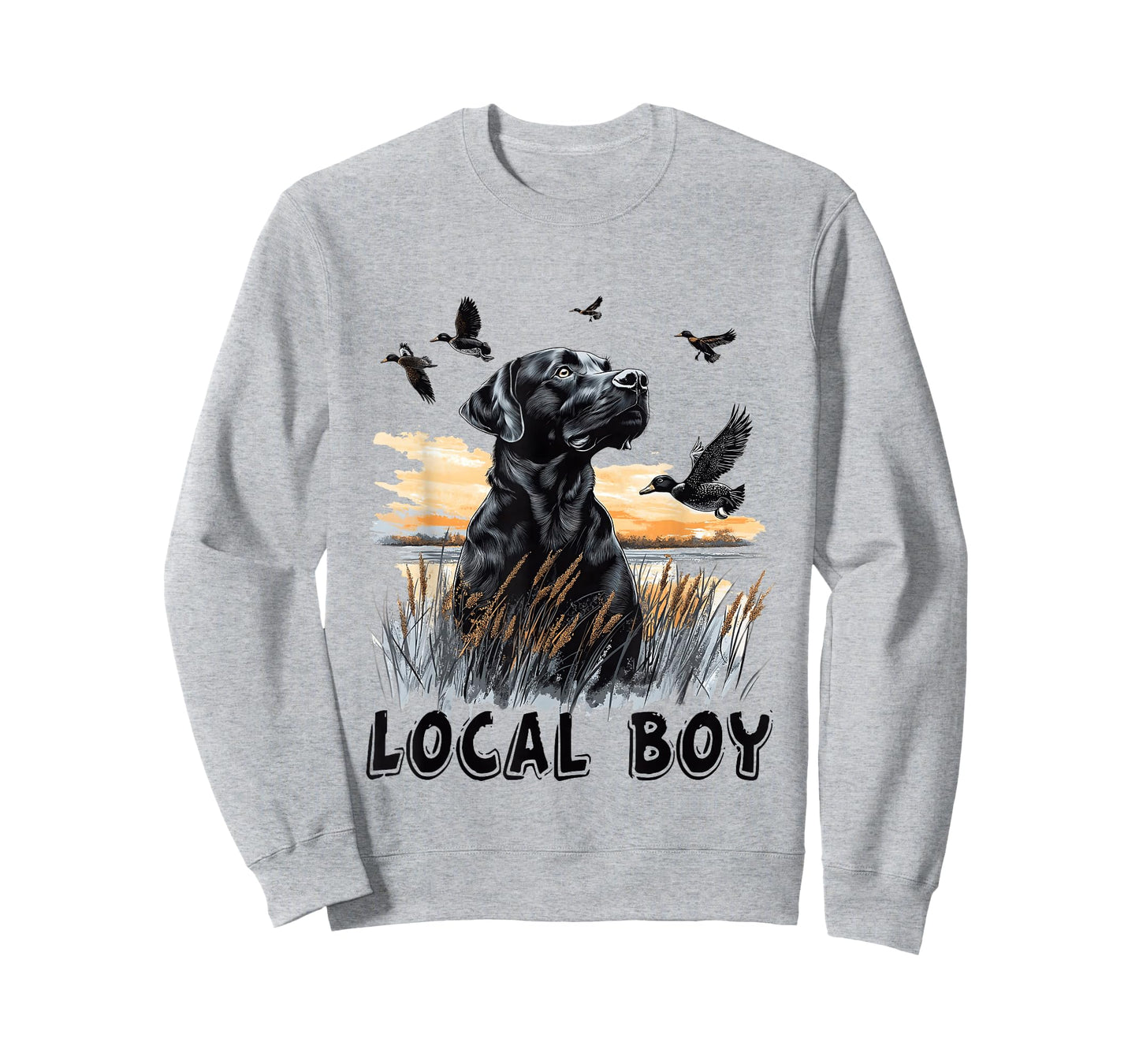 Local Boy Black Lab Hunting Dog Vintage Sunset T-Shirt