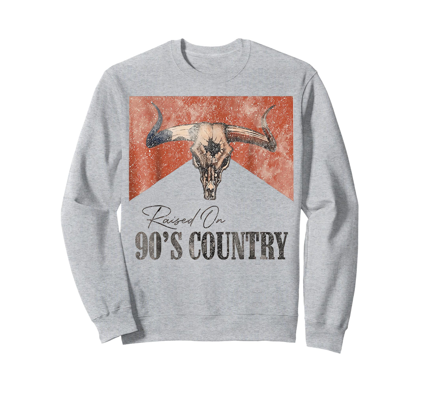 Vintage Western Bull Skull Raised On 90's Country Music T-Shirt