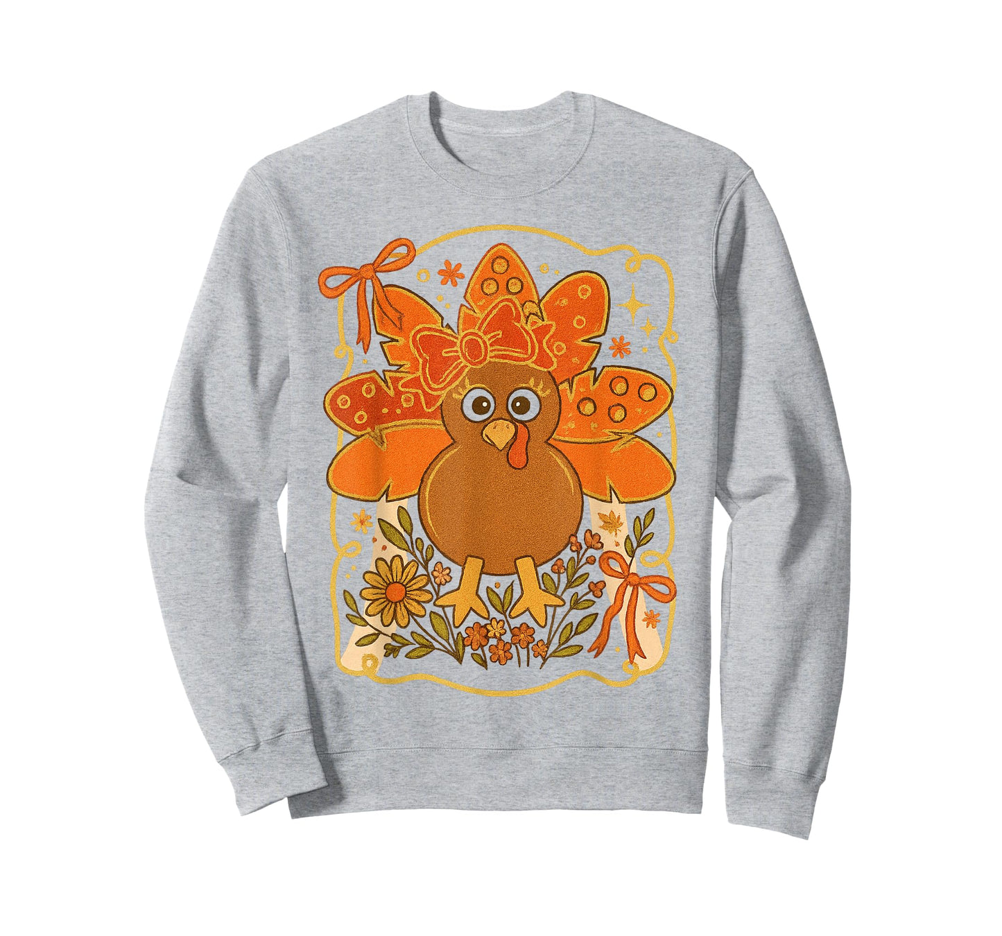 Preppy Turkey Thanksgiving Vintage Boho Floral Fall Vibes T-Shirt