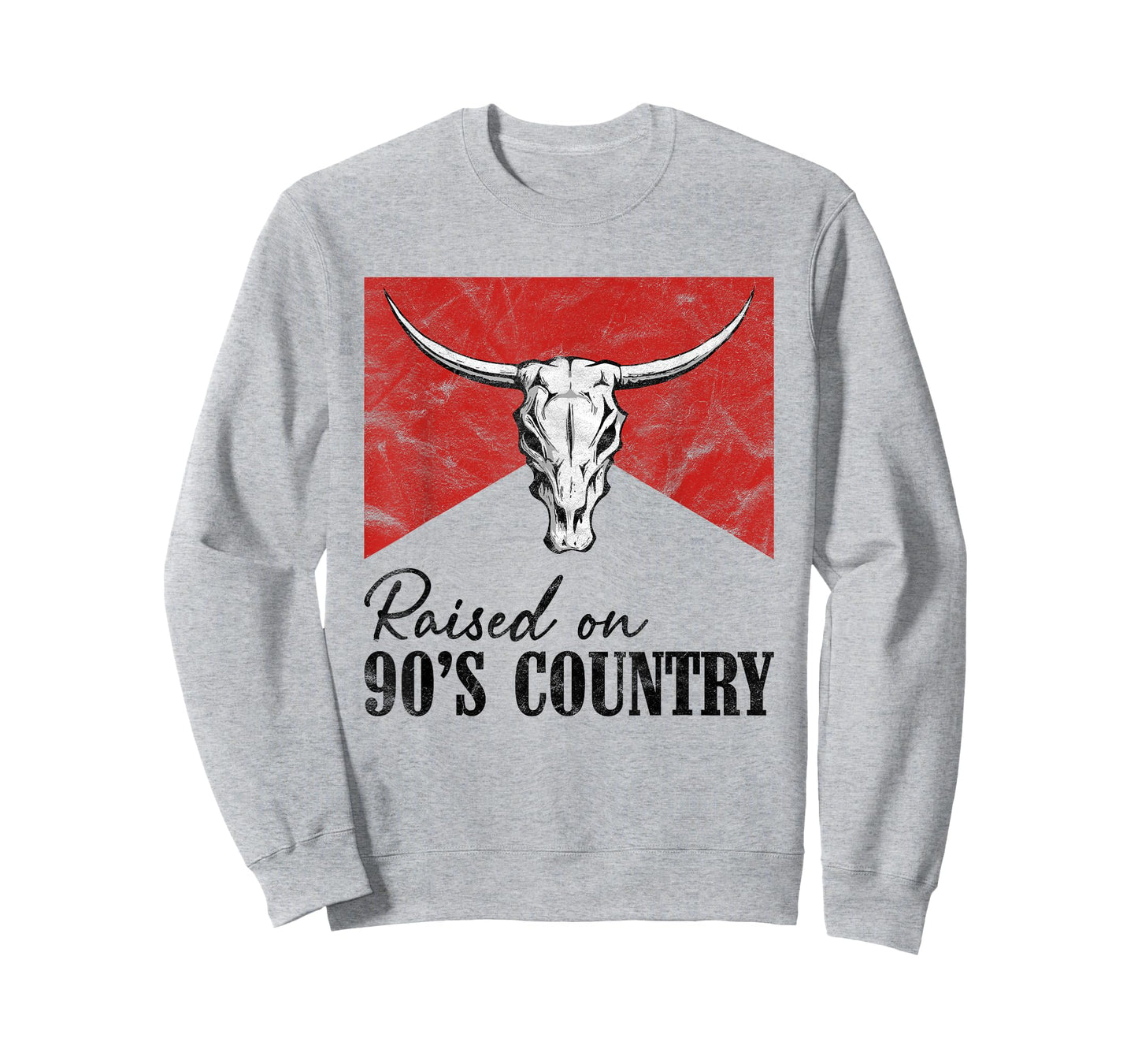 Vintage Western Bull Skull Raised On 90's Country Music T-Shirt