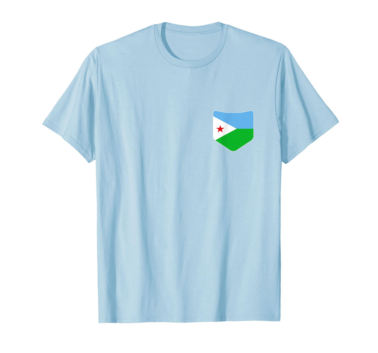 Djibouti Flag T-Shirt with Printed Djibouti Flag Pocket