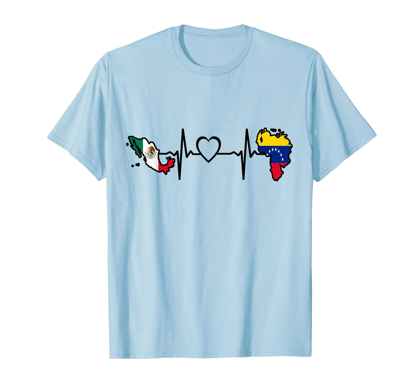 Mexico Venezuela Flag - Mexican Venezuelan HeartBeat T-Shirt