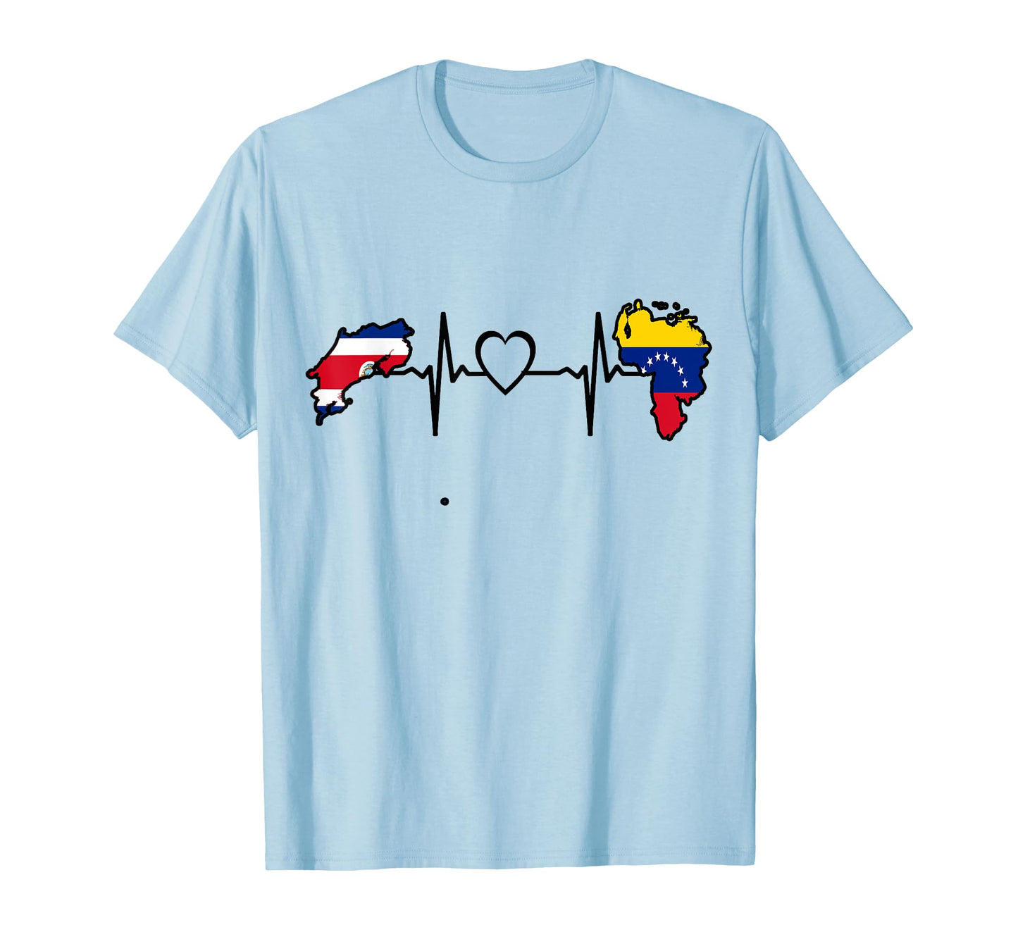 Costa Rica Venezuela Flag Costa Rican Venezuelan Heartbeat T-Shirt