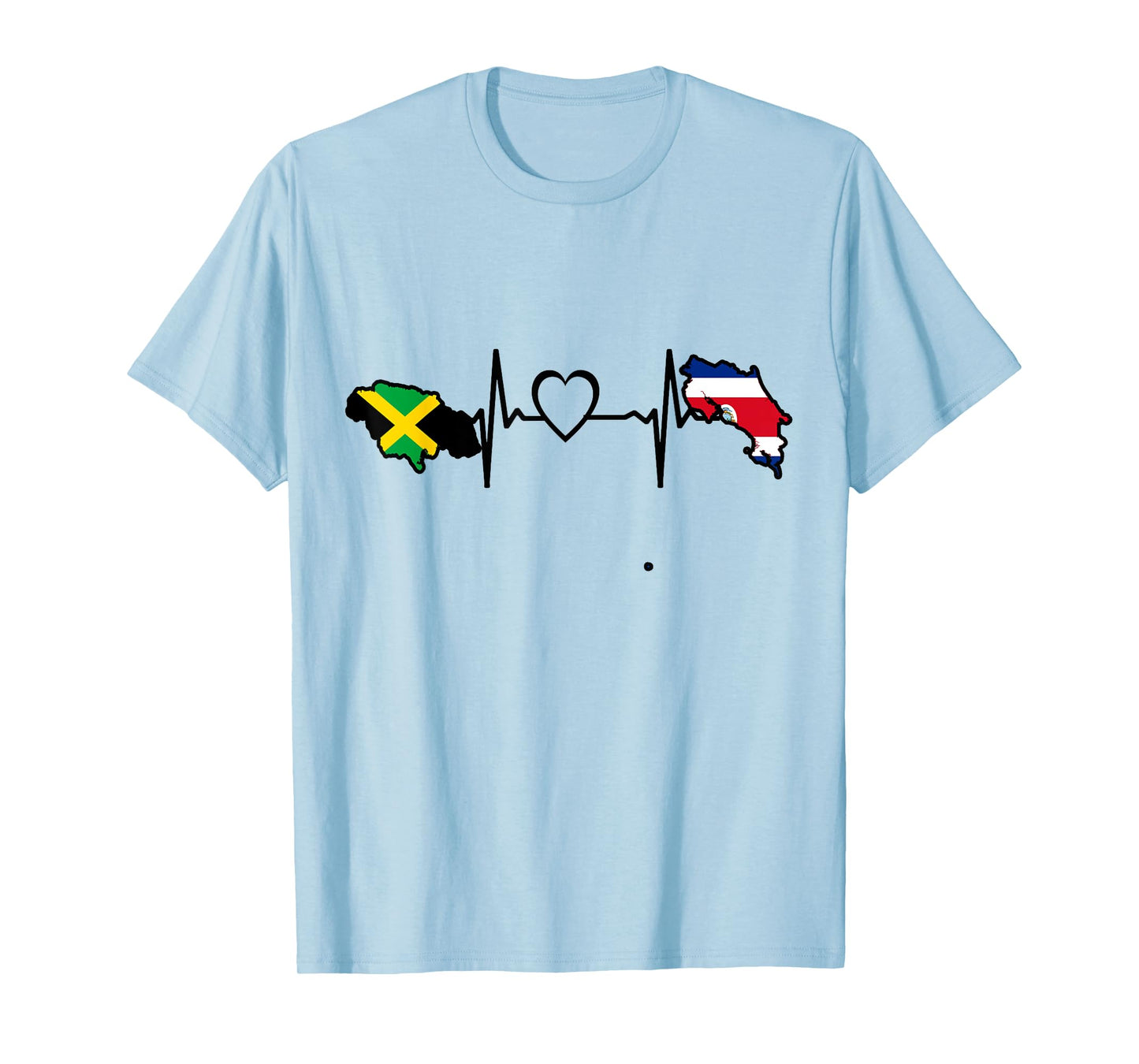 Costa Rica Jamaica Flag Costa Rican Jamaican Heartbeat T-Shirt