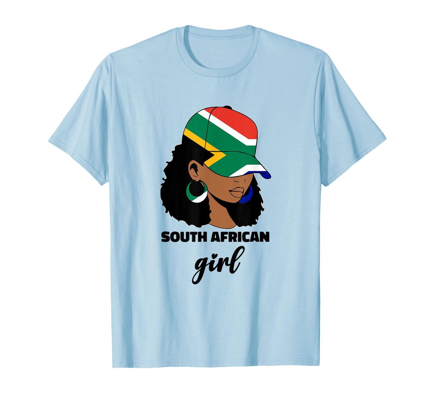 South African Girl For Women Woman South Africa Flag Afro T-Shirt