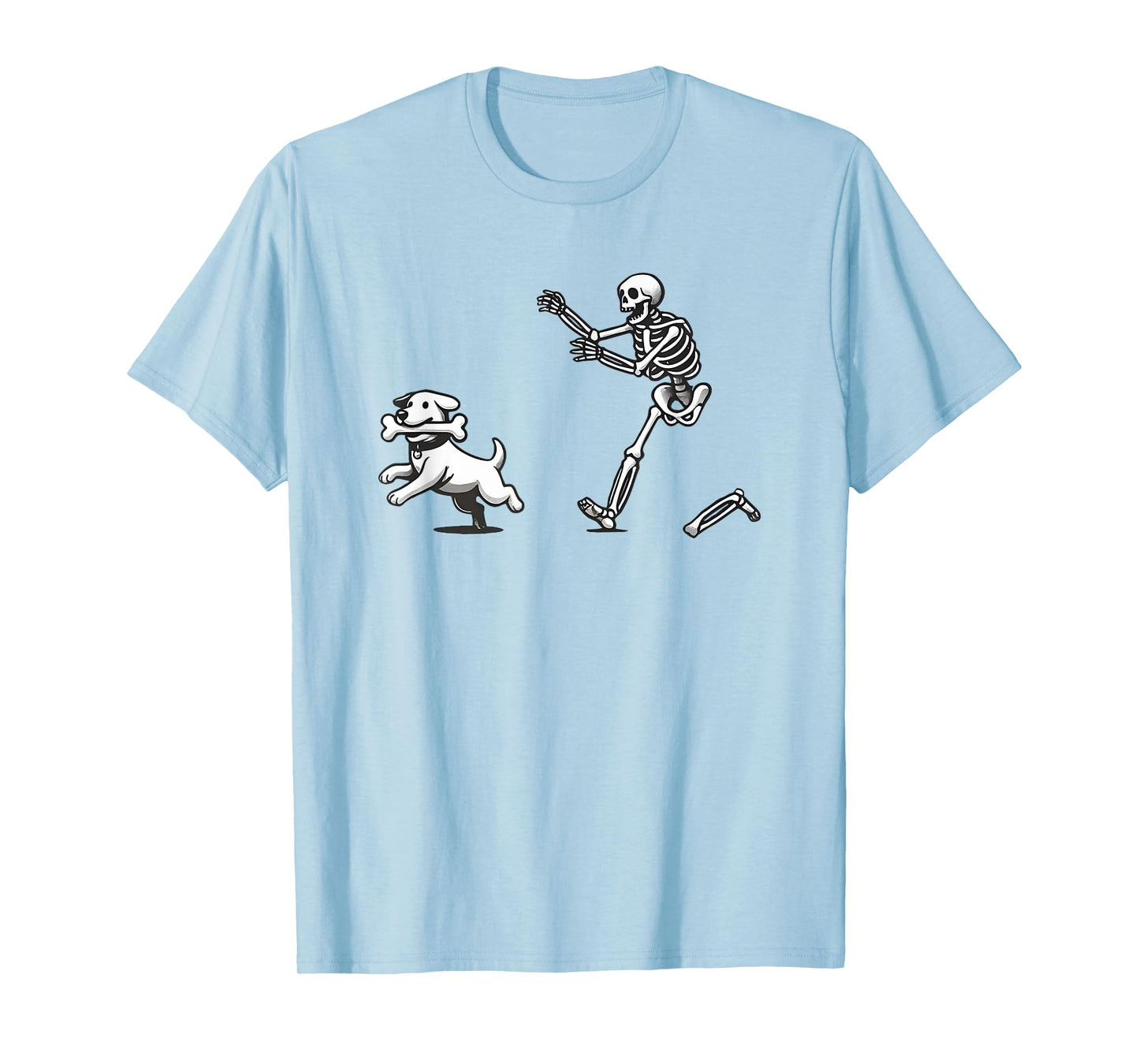 Halloween Dog, Funny Skeleton, Skeleton Chasing Dog T-Shirt for Men Women