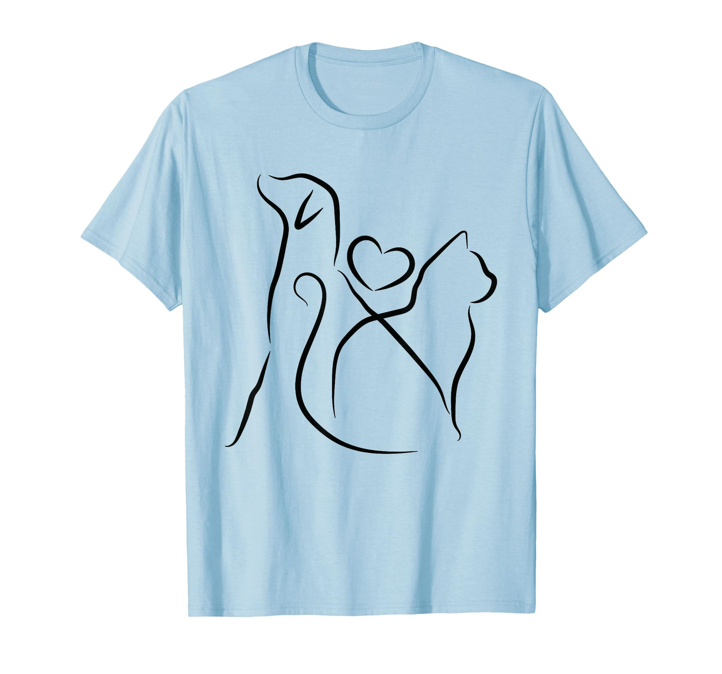 Dog Puppy and Baby Cat Heart - Animal Dog & Cat Heart T-Shirt