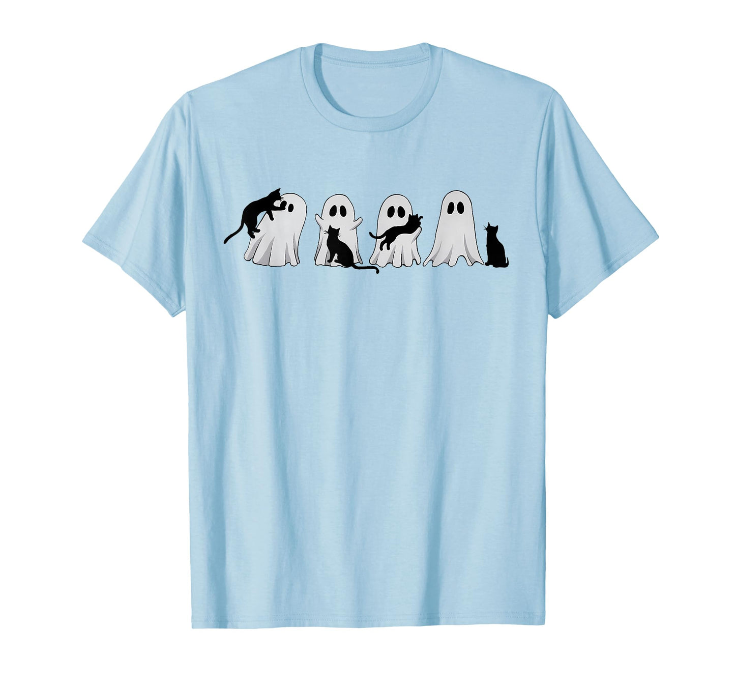 Cute Ghost Cat Halloween Outfit Costumes Cat Lover Spooky Men Women Kids T-Shirt