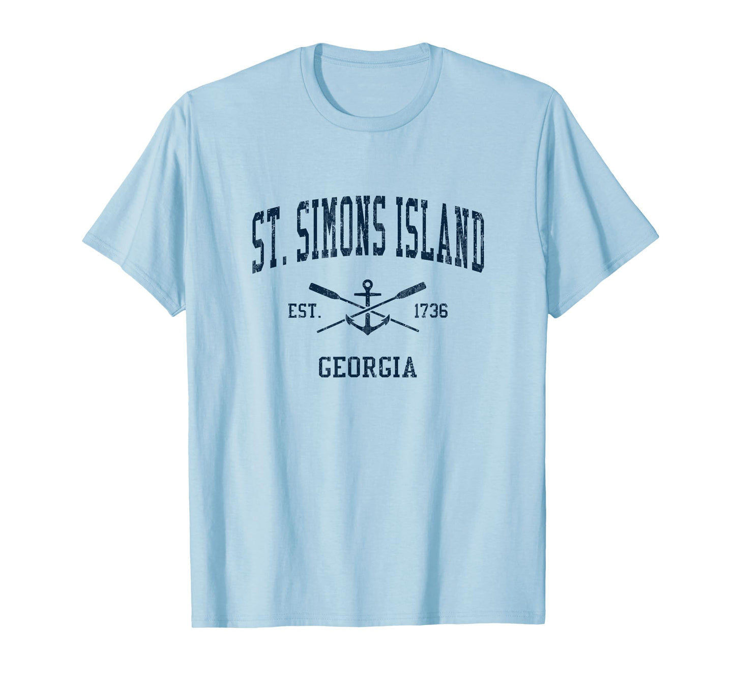 St. Simons Island GA Vintage Navy Crossed Oars & Boat Anchor T-Shirt