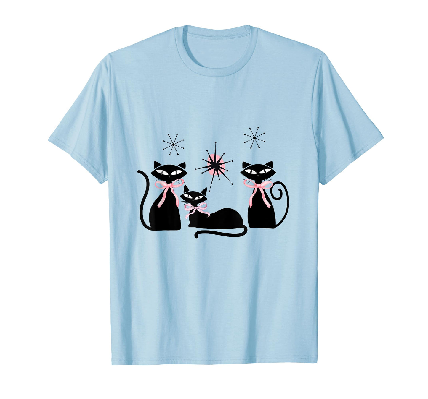 Atomic Cats Pink Bows Black Kitties MCM Girl T-Shirt