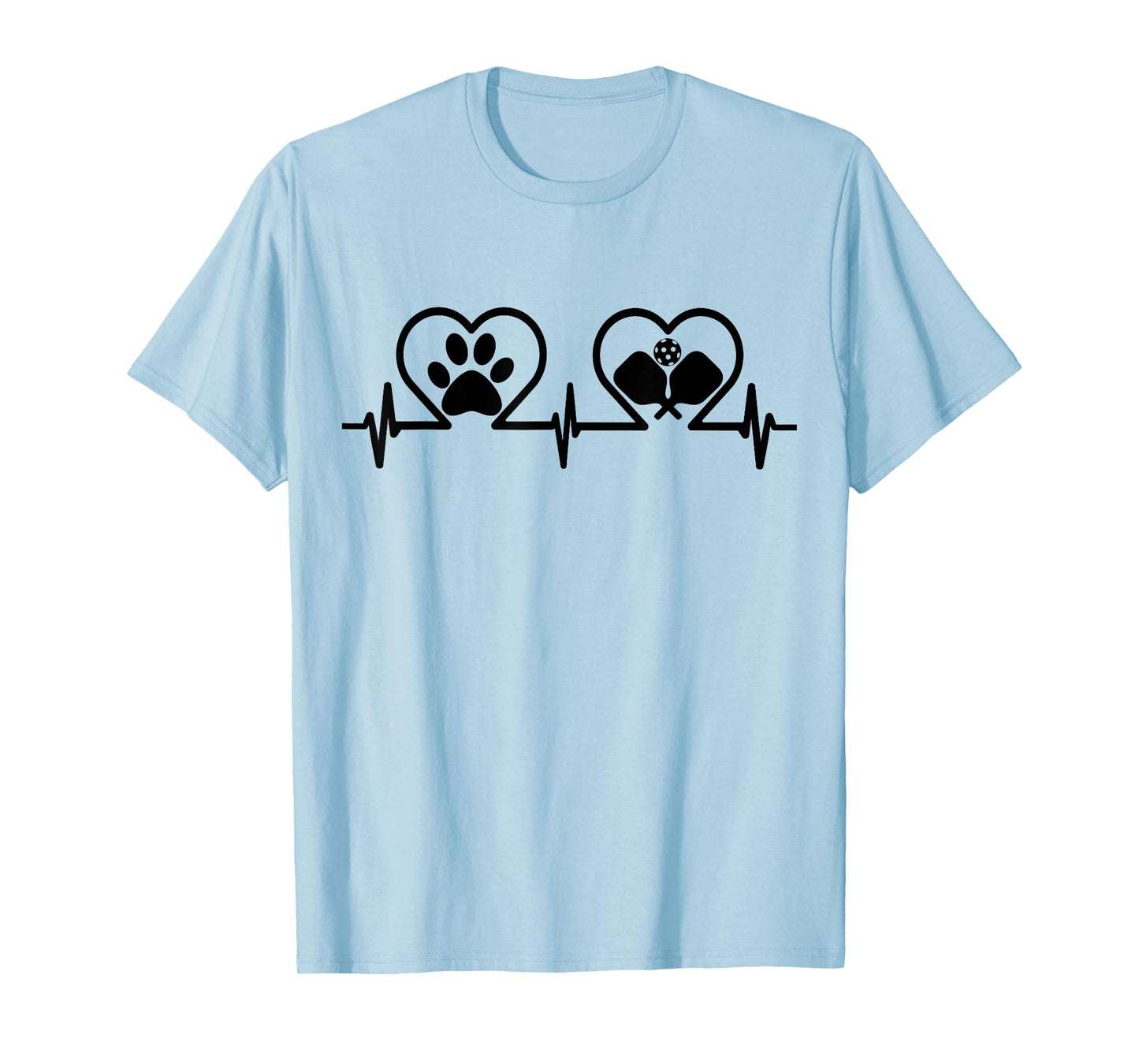 Dog Paw Heart Heartbeat Pickleball Player Funny Dog Lovers T-Shirt