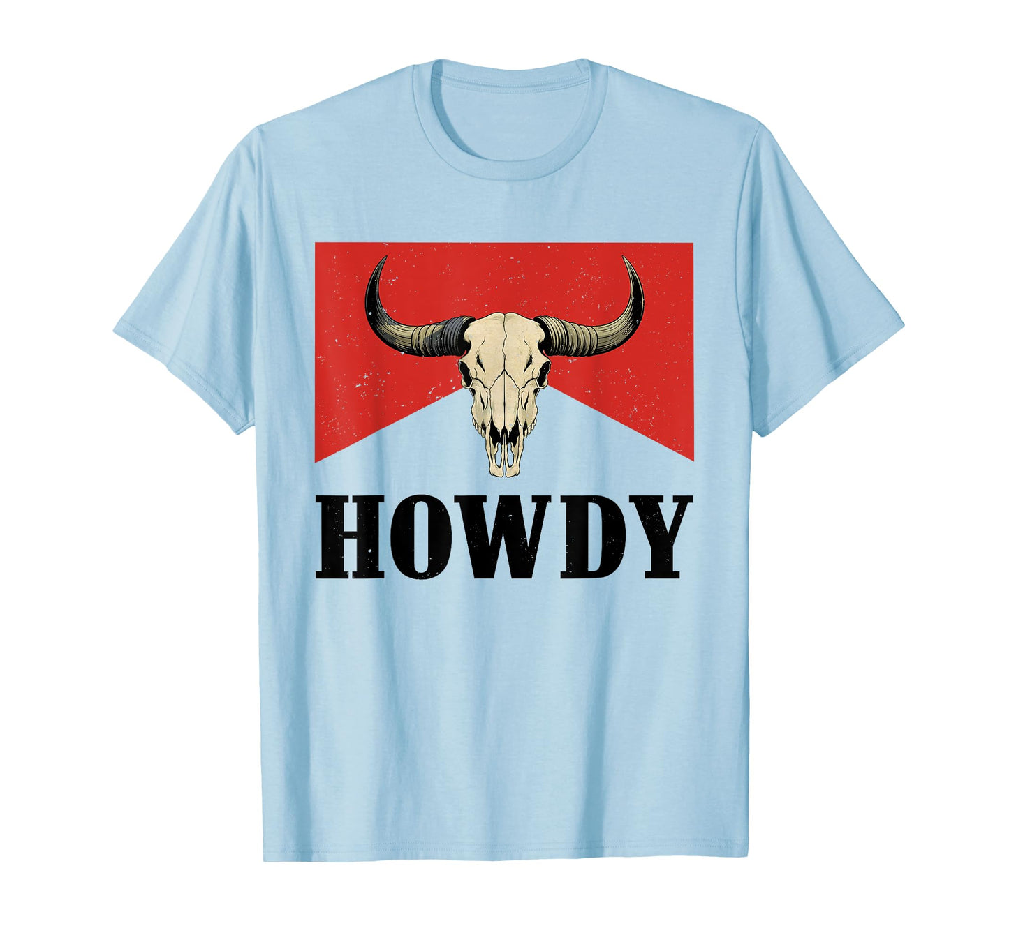 Country Graphic Bull Skull Cowboy Western Howdy Name Vintage T-Shirt