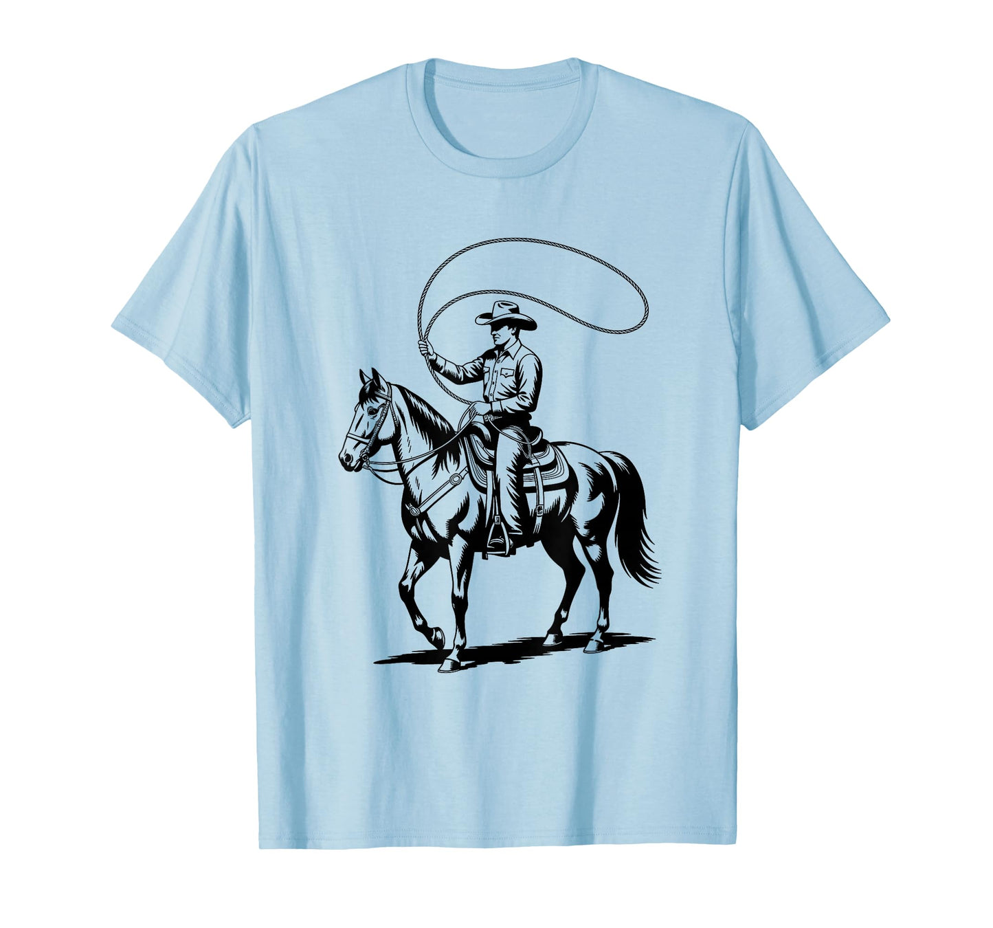 Rodeo Cowboy Graphic Tee Dark Western Horse Art Cowboy T-Shirt