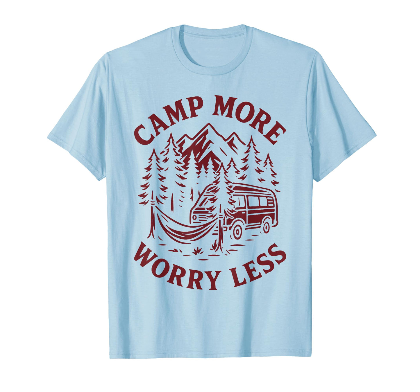Camp More Worry Less Funny Camping Van T-Shirt