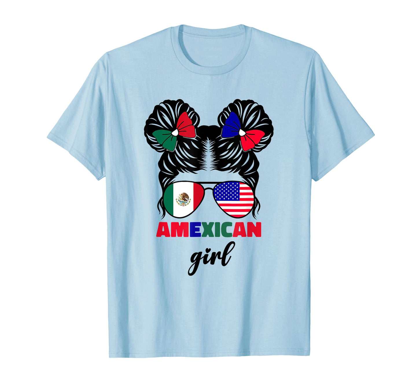 Half Mexican And American Mexico America Usa Flag Girls Kids T-Shirt