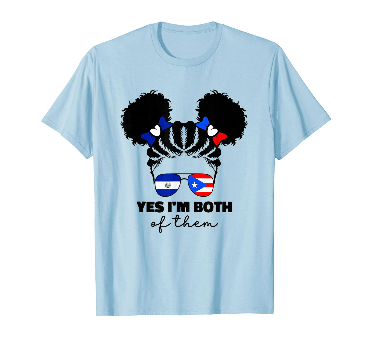 Half Salvadorian And Puerto Rican Rico El Salvador Flag Gril T-Shirt