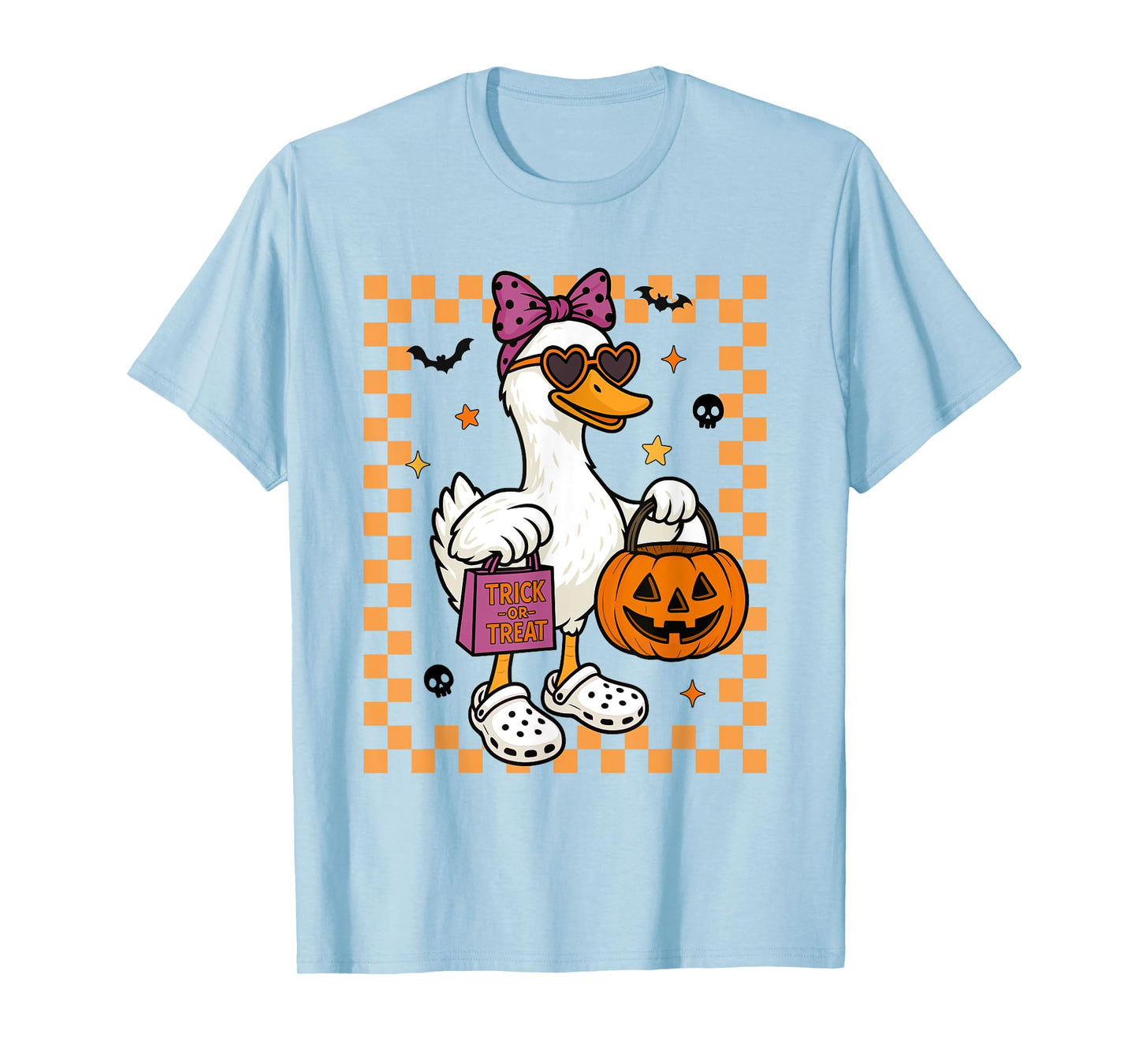 Halloween Goose Ghost Bow Coquette Trick Or Treat Girl Women T-Shirt
