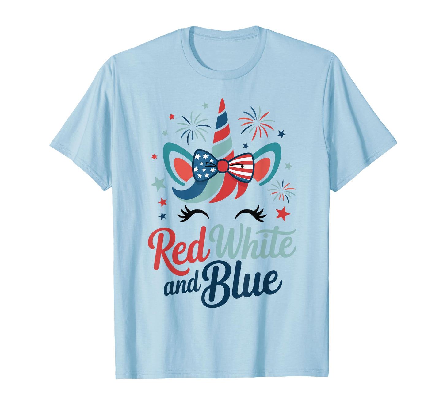 Girl Red White Blue Flag Unicorn 4th July Toddler Patriotic T-Shirt