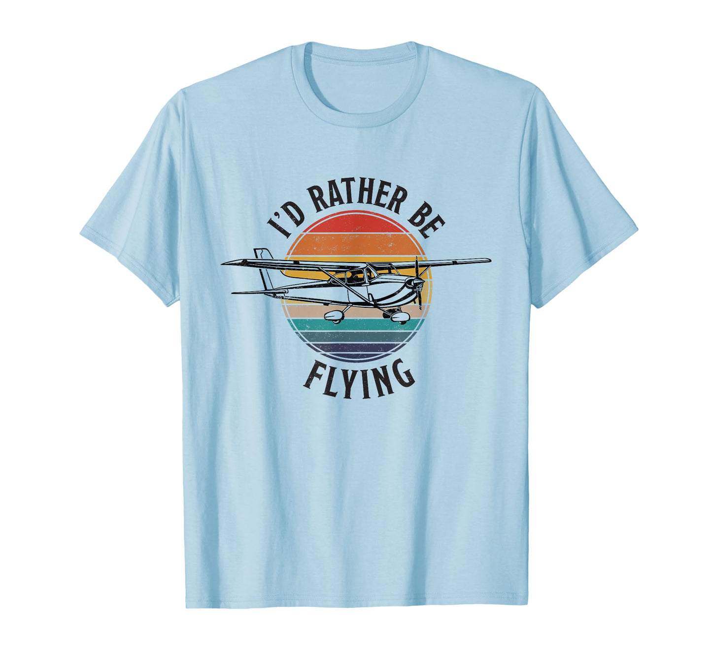 The Avid Aviator Cafe Vintage I'd Rather Be Flying C172 Airplane Cool Pilot Grey T-Shirt