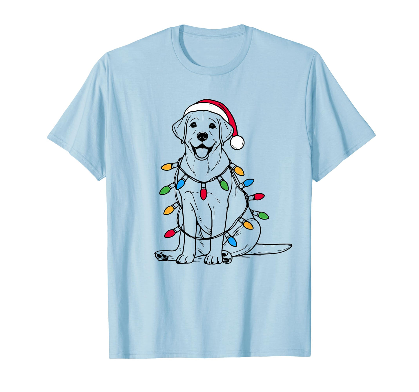 Retro Santa Labrador Retriever Christmas Lights Dog Lover T-Shirt
