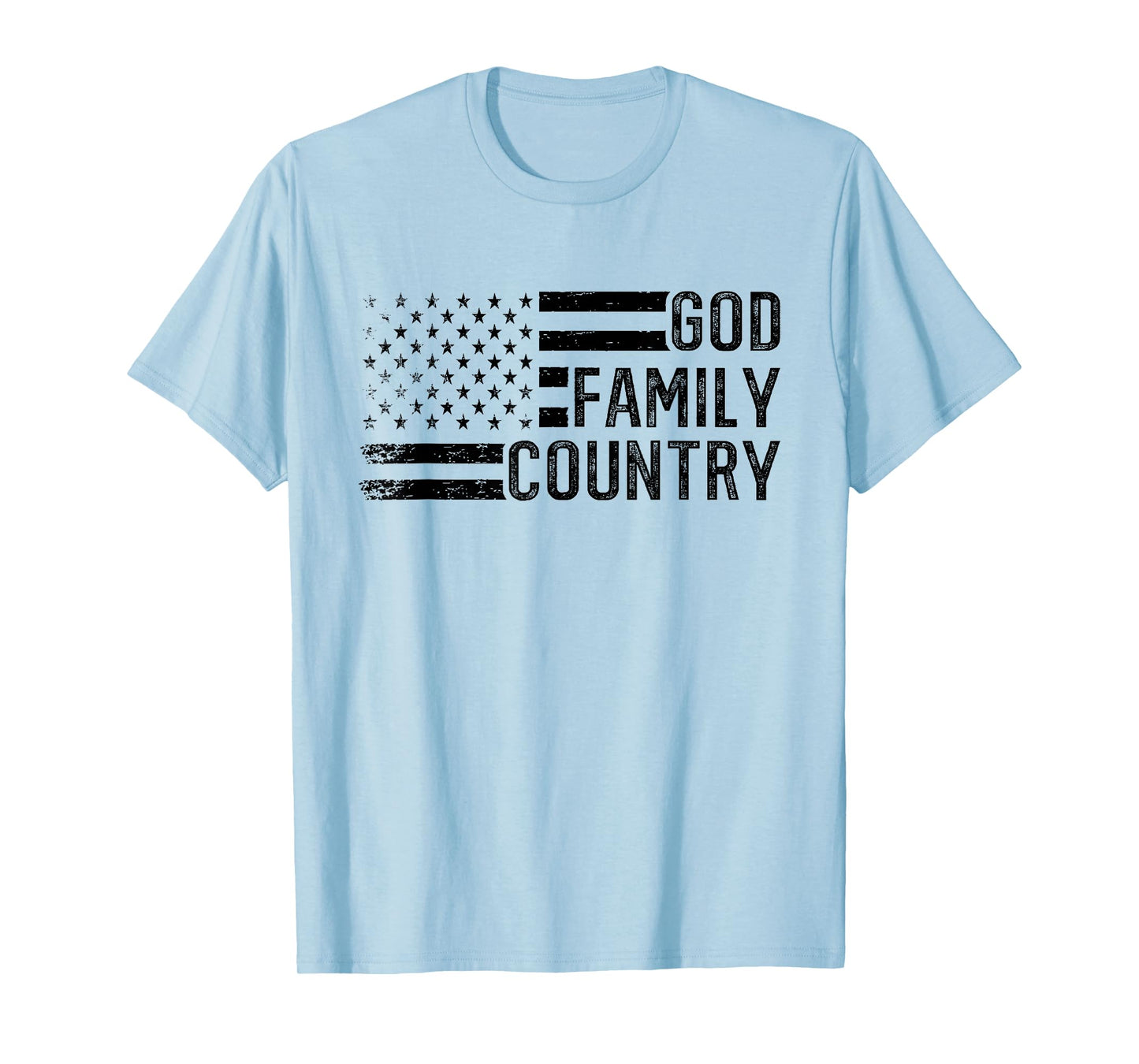 God Family Country - Patriotic Christian US Flag T-Shirt