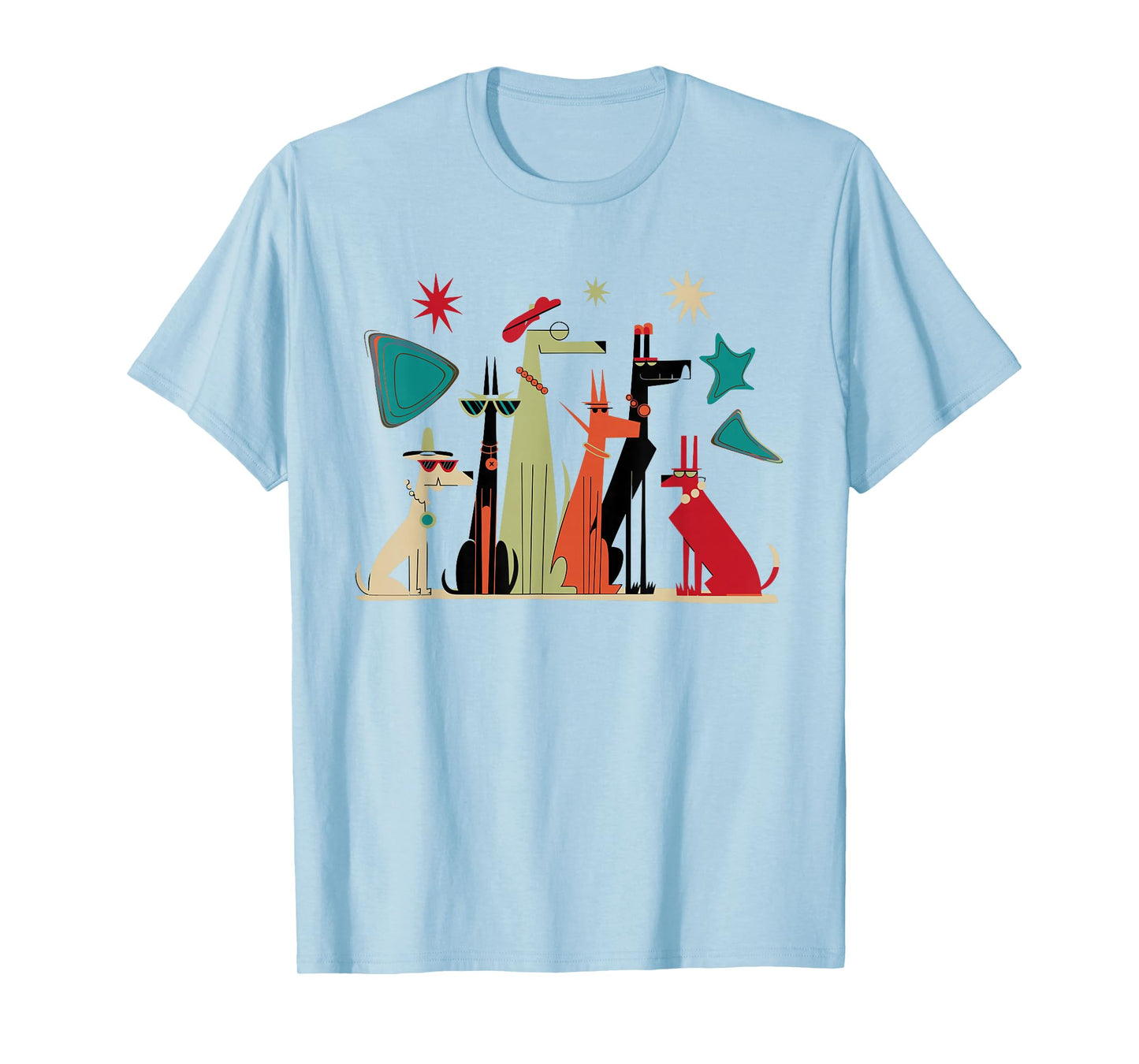 Mid-Century Modern Cool Dogs Retro Geometric Art Dog Lovers T-Shirt
