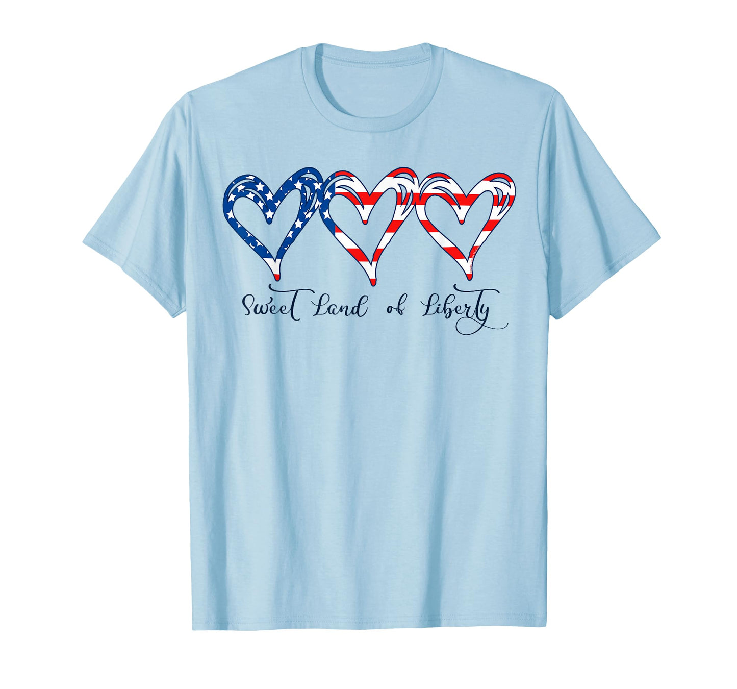 USA Flag Patriotic Hearts 4th of July Sweet Land of Liberty T-Shirt