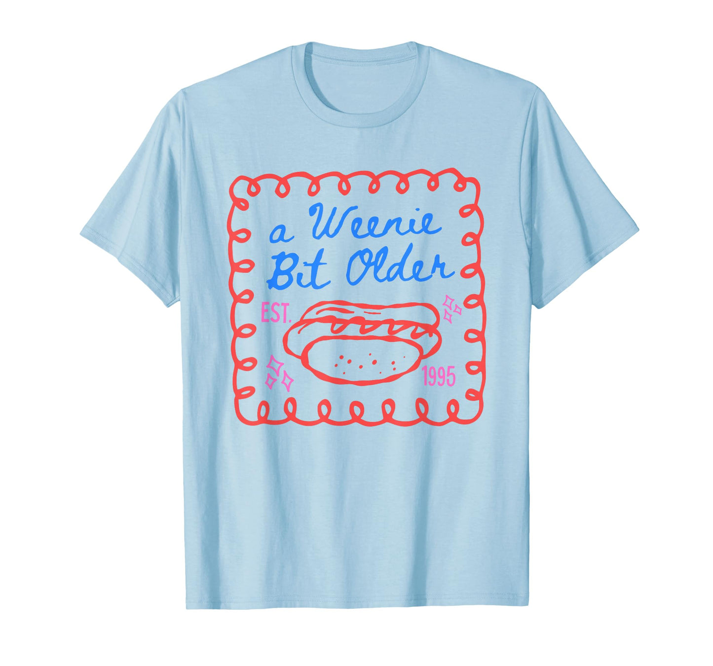a Weenie Bit Older Hot Dog 30th Birthday Stamp Art T-Shirt