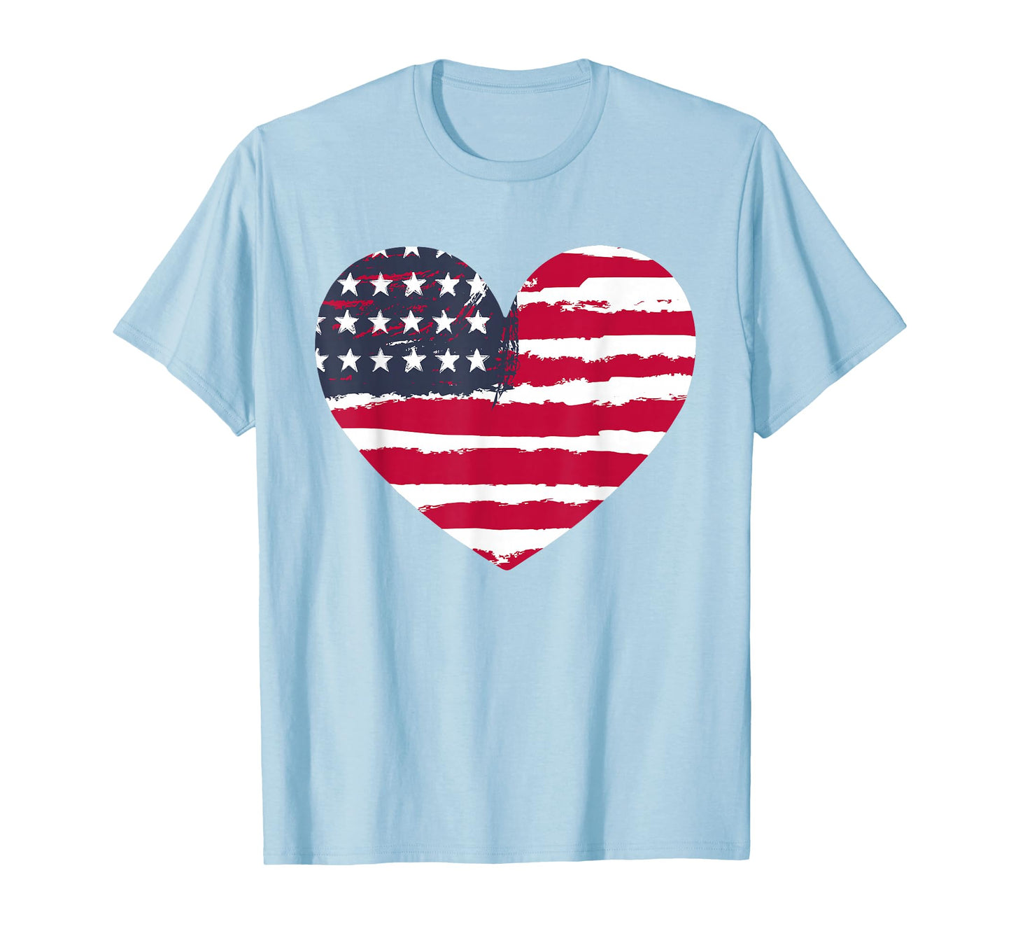 Girl American Flag Heart Cute 4th July Women Teen Patriotic T-Shirt