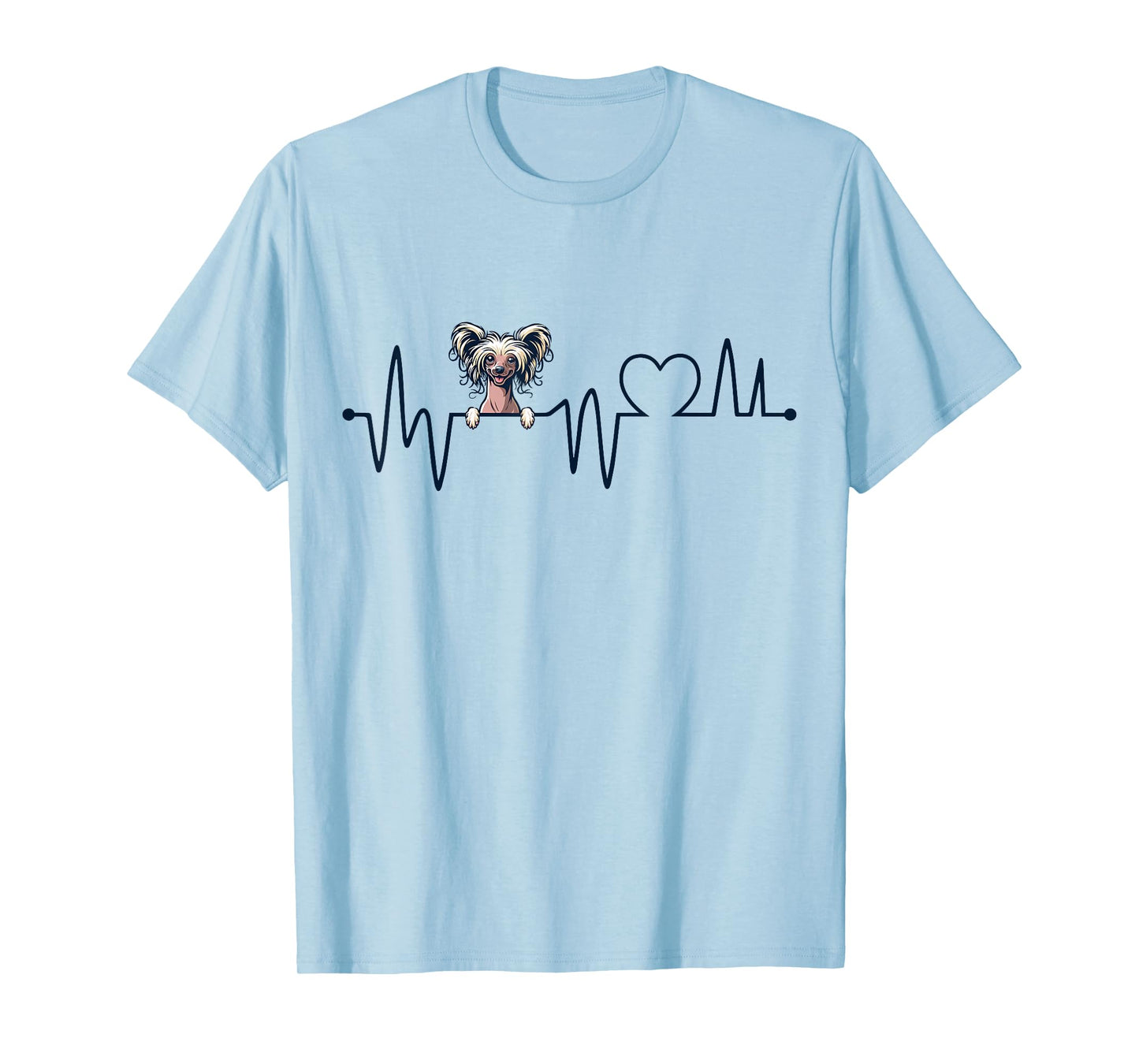 Chinese Crested Dog Heartbeat - Men Women Kids Crested Lover T-Shirt