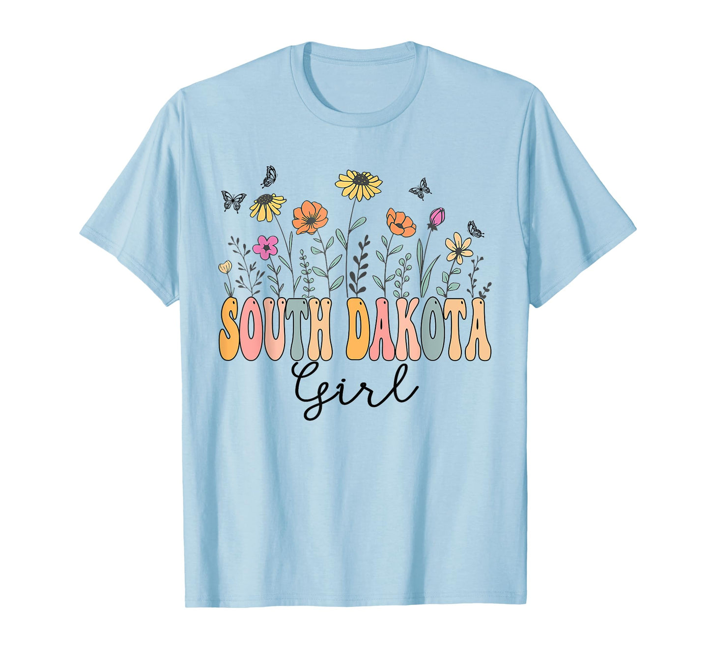 South Dakota Girl Wildflower Groovy South Dakota Lover T-Shirt