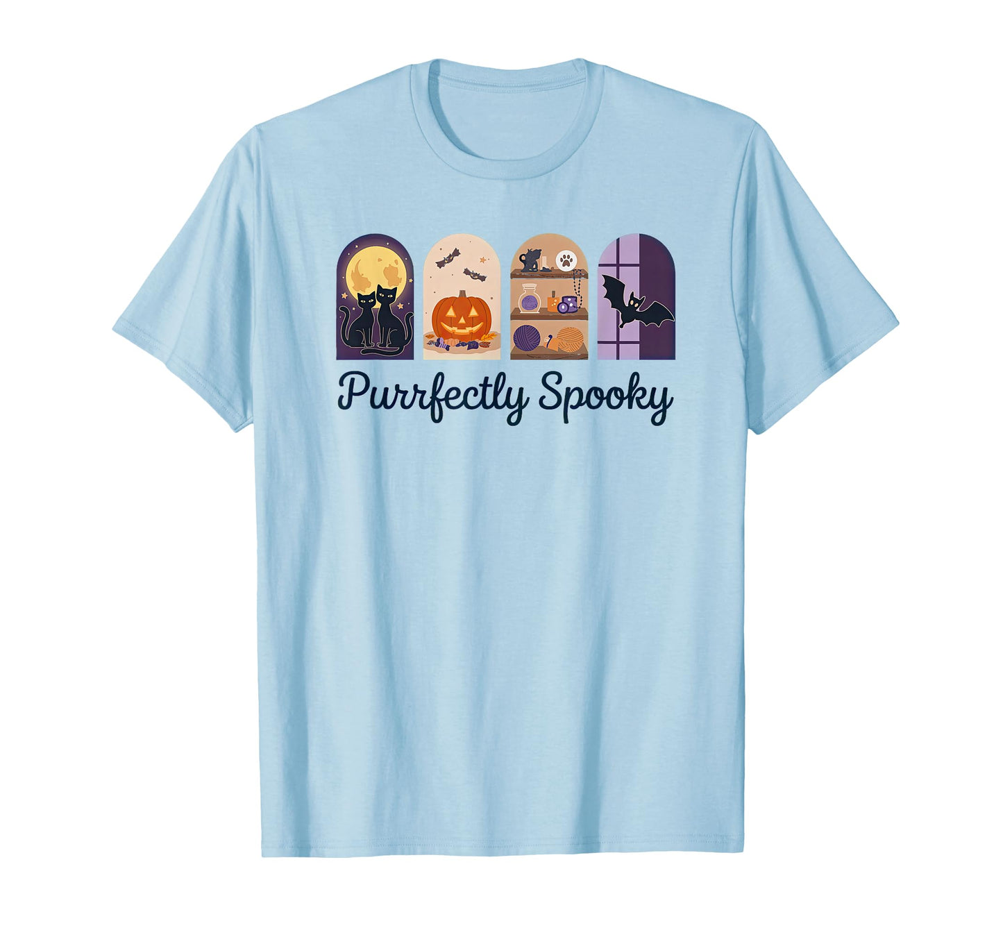 Cute Halloween Black Cats Funny Saying Purrfectly Spooky T-Shirt