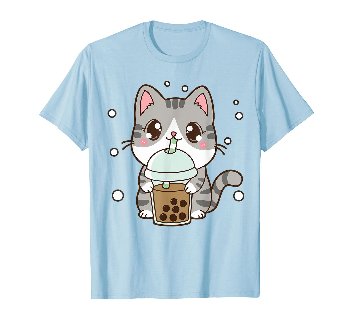 Cat Boba Bubble Tea Cute Kawaii Anime Teen Girl Kids Graphic T-Shirt