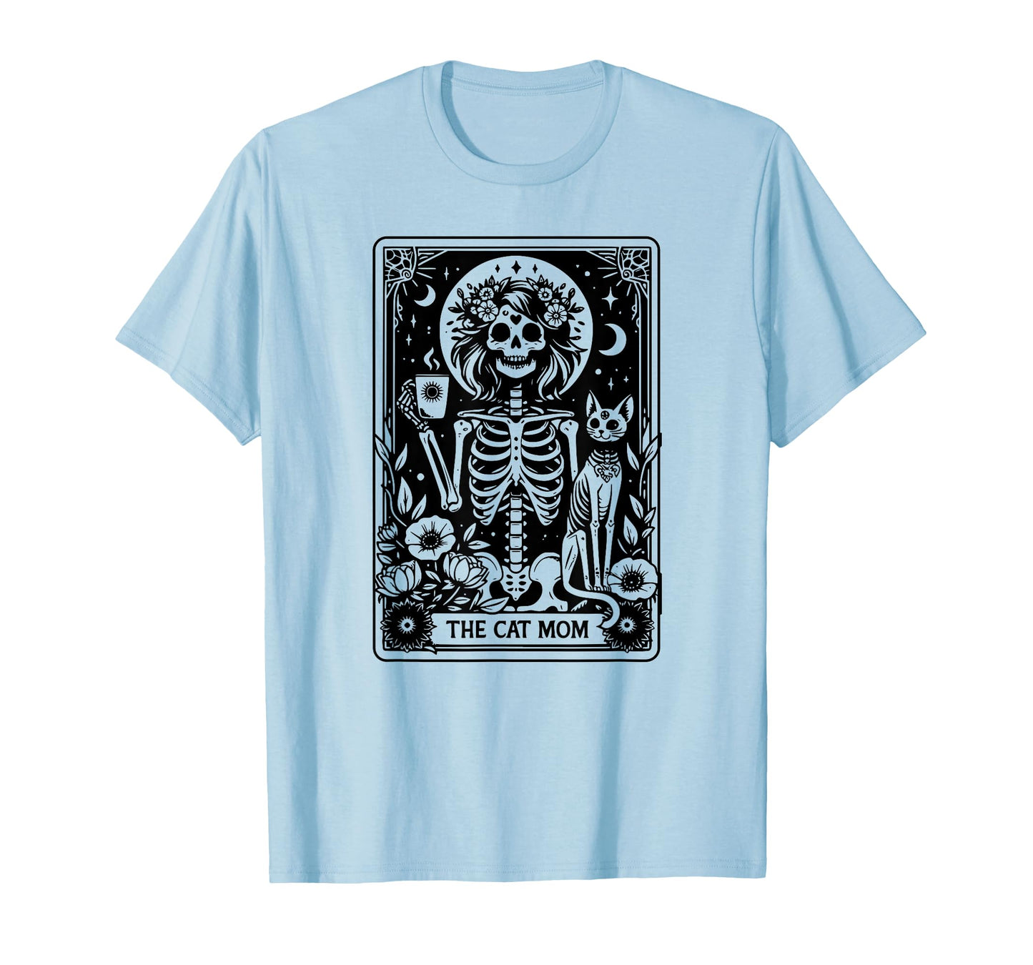 Skeleton The Cat Mom Tarot Card, Funny Cat Mama Mother's Day T-Shirt