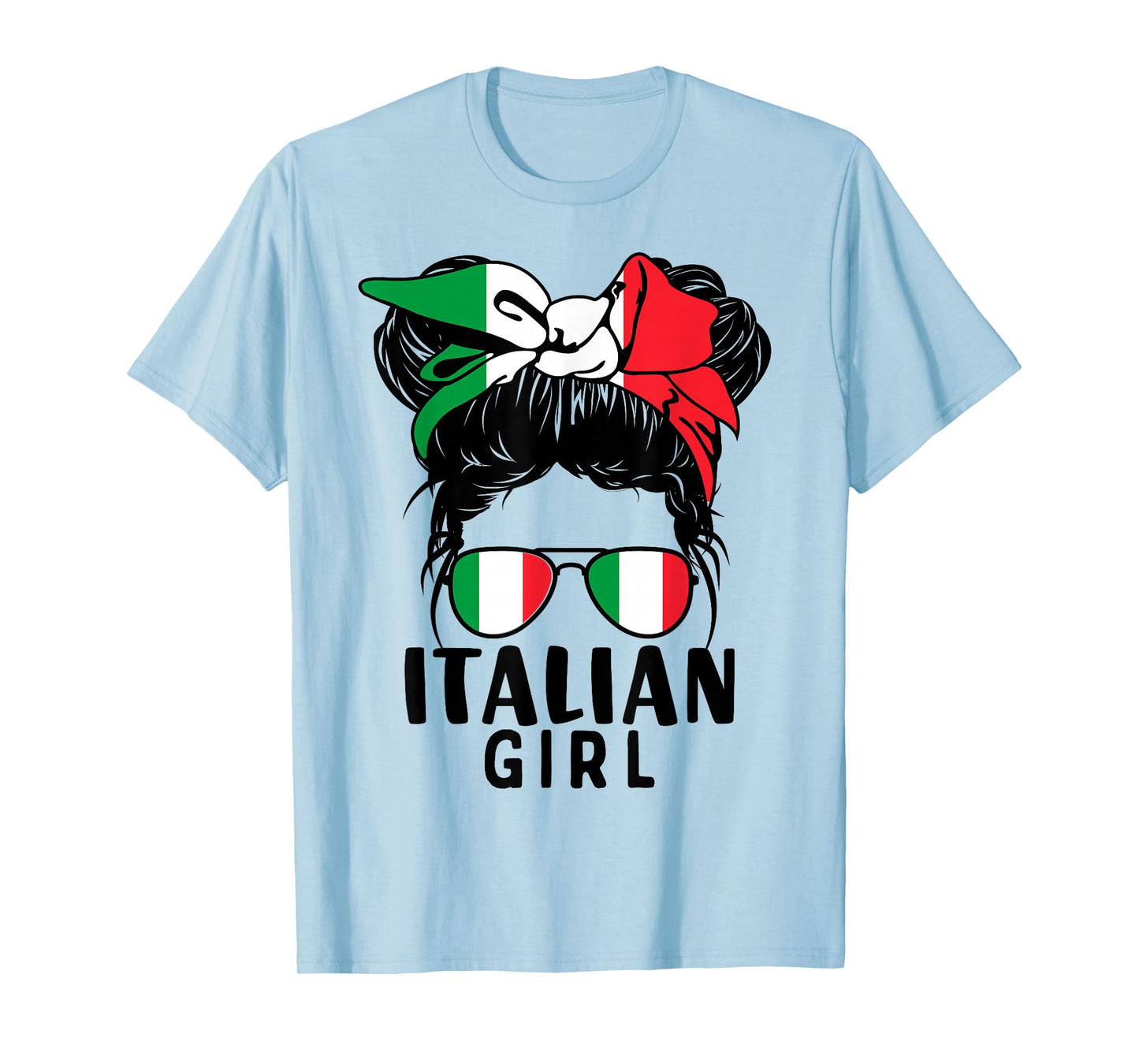 Italian Girl Messy Hair Italy Pride Patriotic Womens Kids T-Shirt