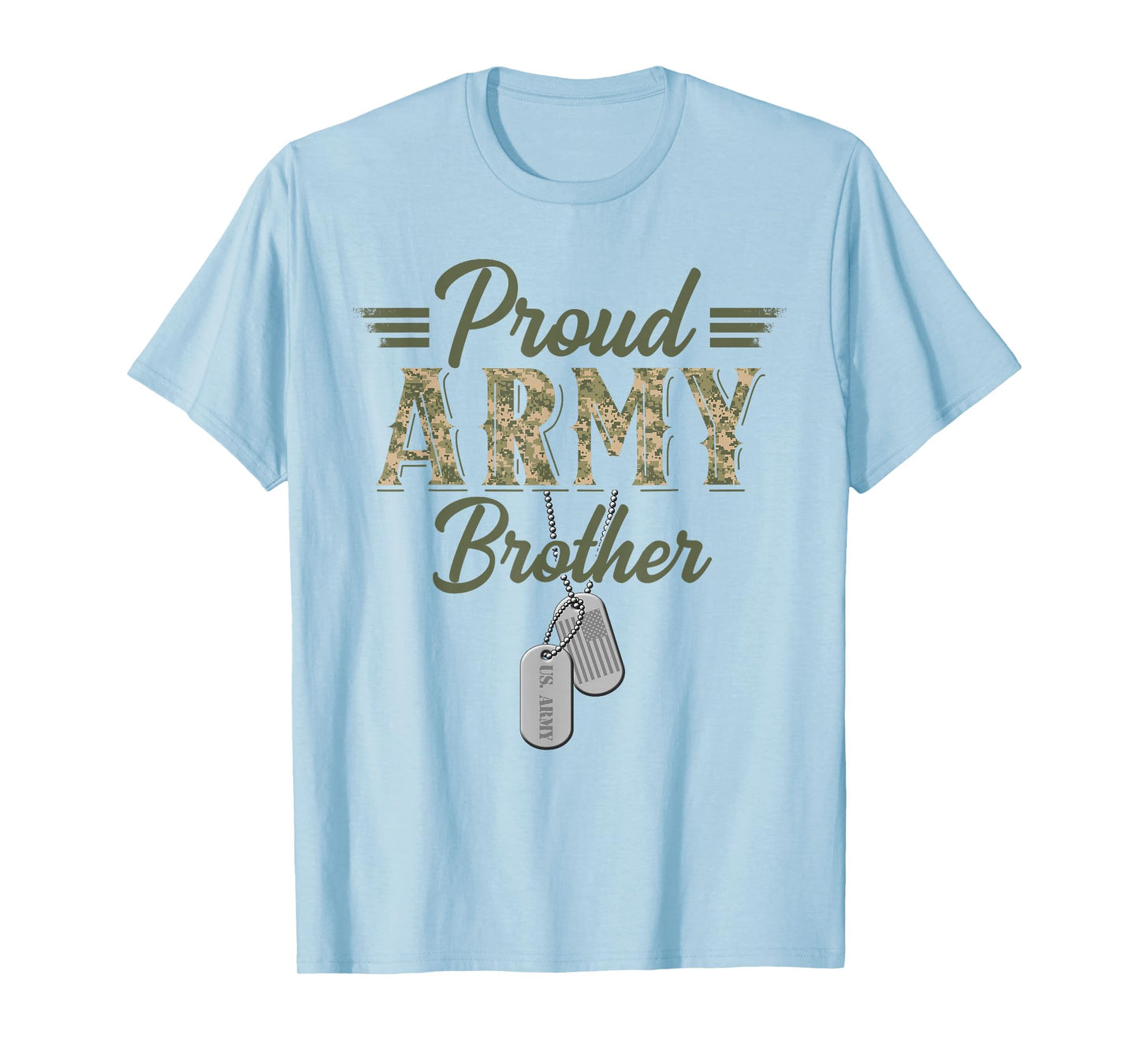 Proud Army Brother Military Brother with Dog Tag US Flag T-Shirt