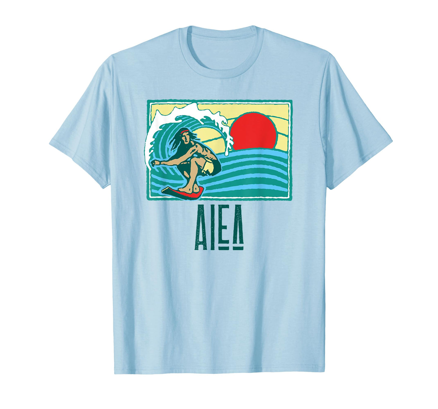 Aiea Hawaii Vintage Surfer & Wave Retro Graphic T-Shirt