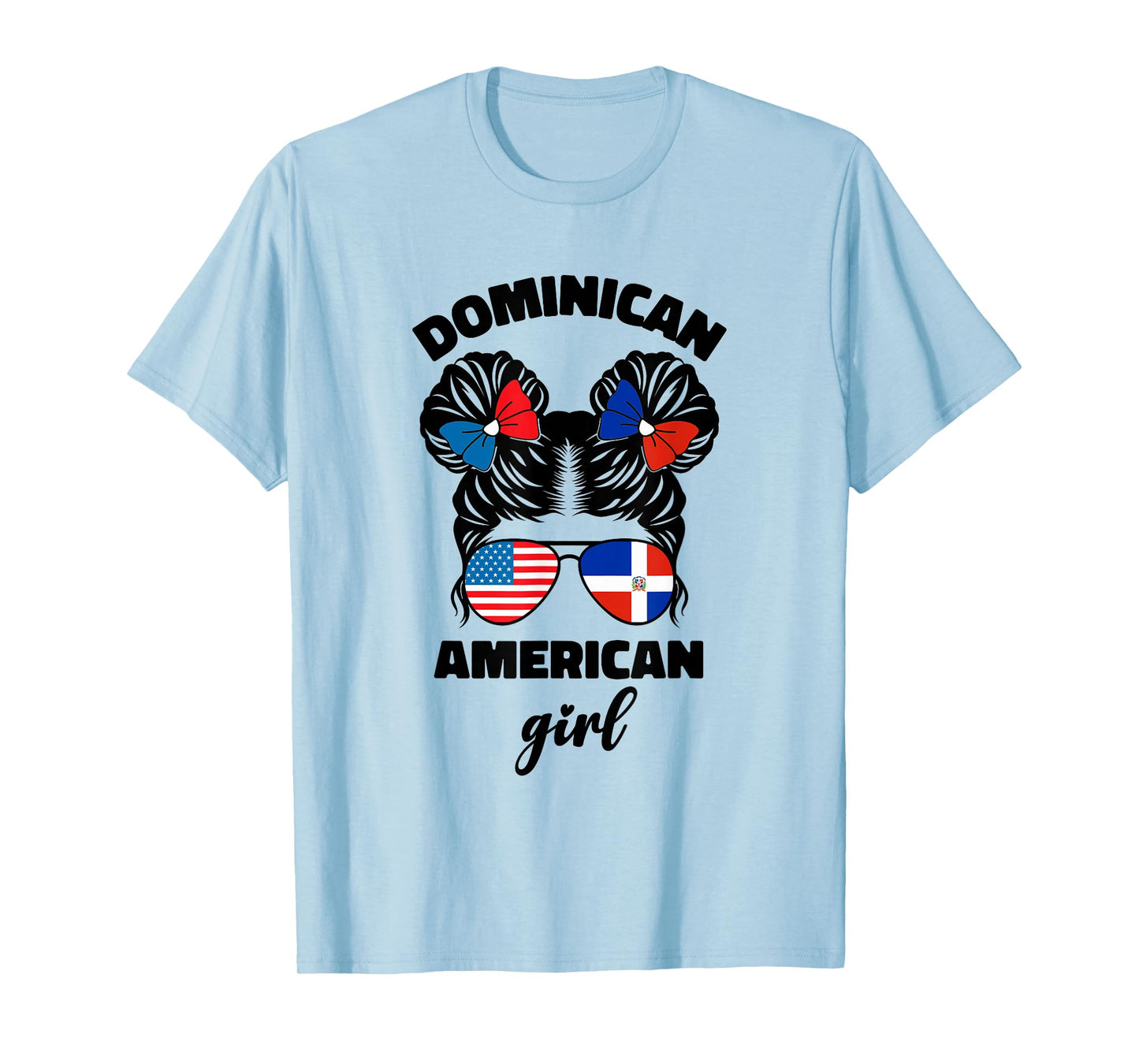 Half Dominican And American Dominicana Usa Flag Kids Girl T-Shirt