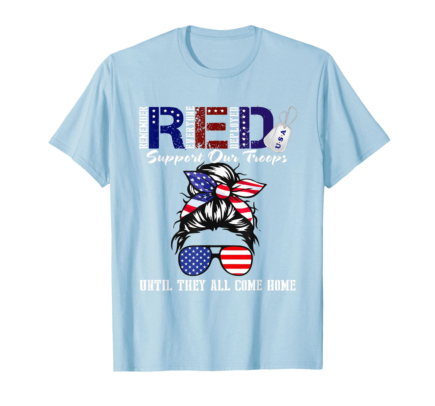 On Friday We Wear Red Military Support Troops Red US Flag T-Shirt