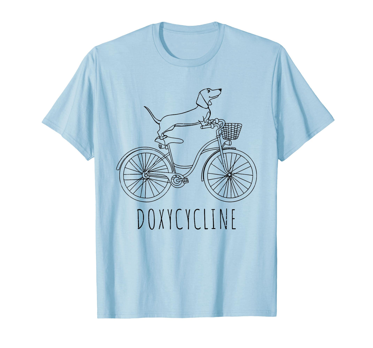 Retro Doxycycline Pharmacy Funny Dachshund On Bicycle T-Shirt