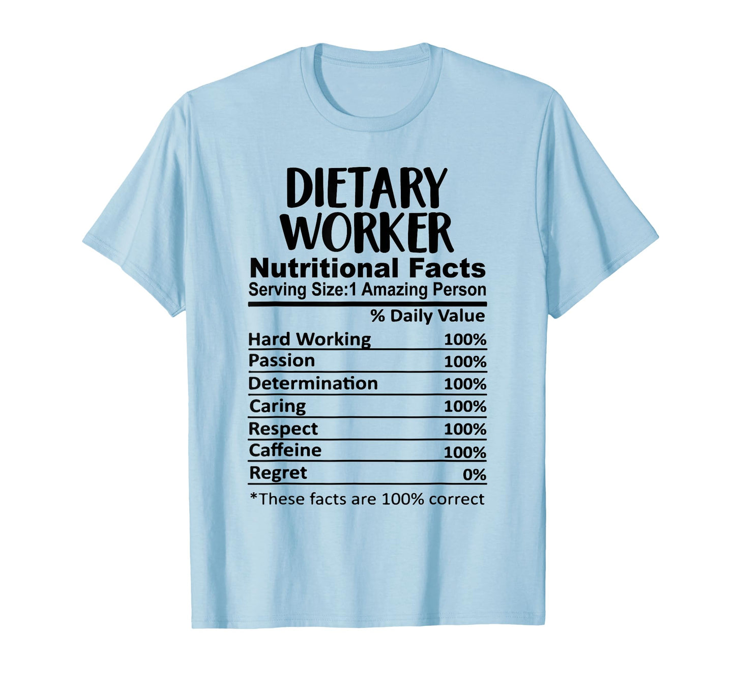 Dietary Worker Nutrition Facts Funny T-Shirt