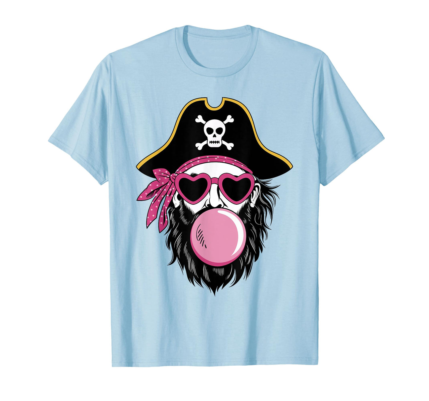Pirate Blowing Bubble Preppy Pink Mascot Halloween Women T-Shirt