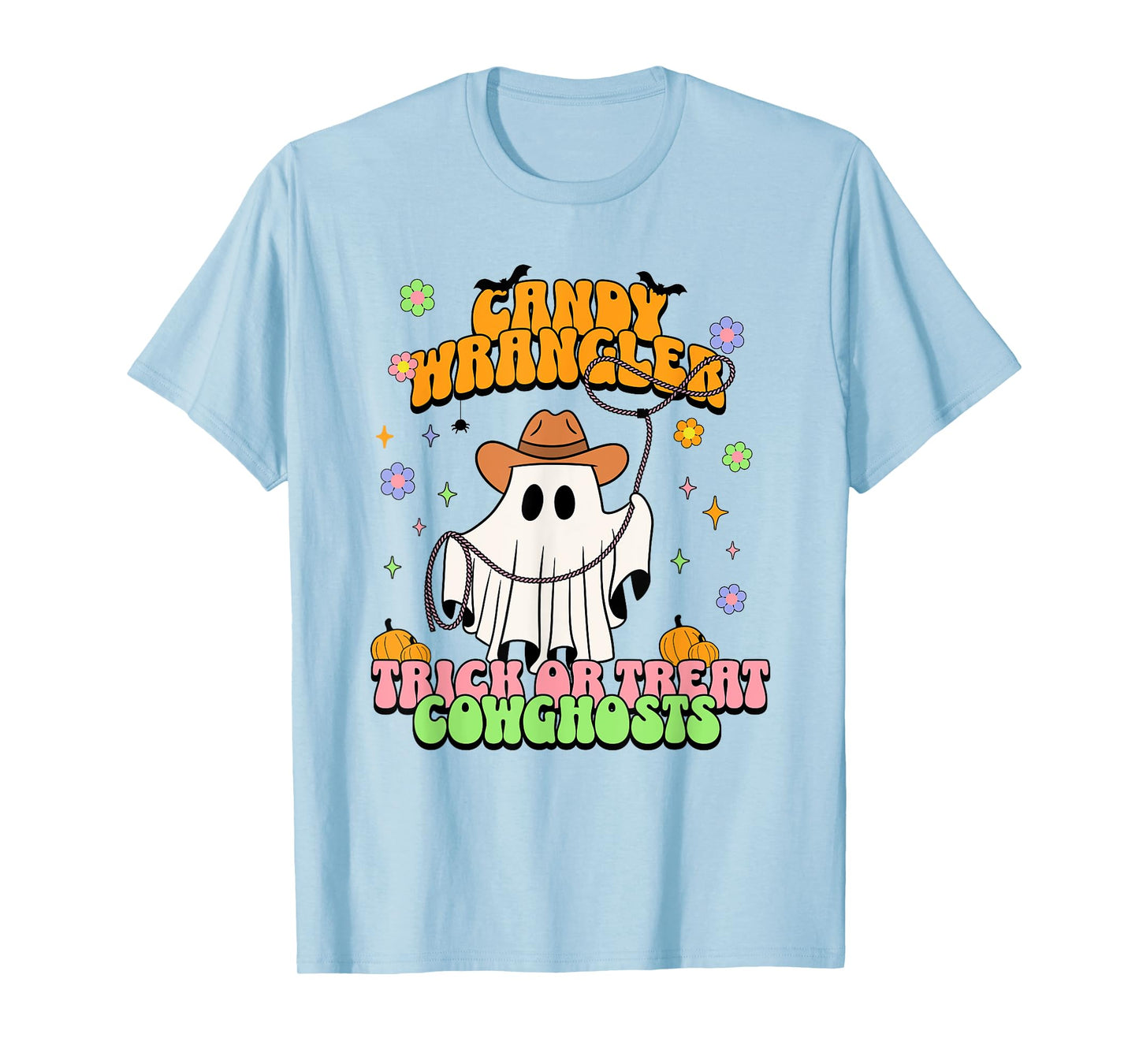 Cute Cowgirl Ghost Retro Western Groovy Halloween Treats T-Shirt