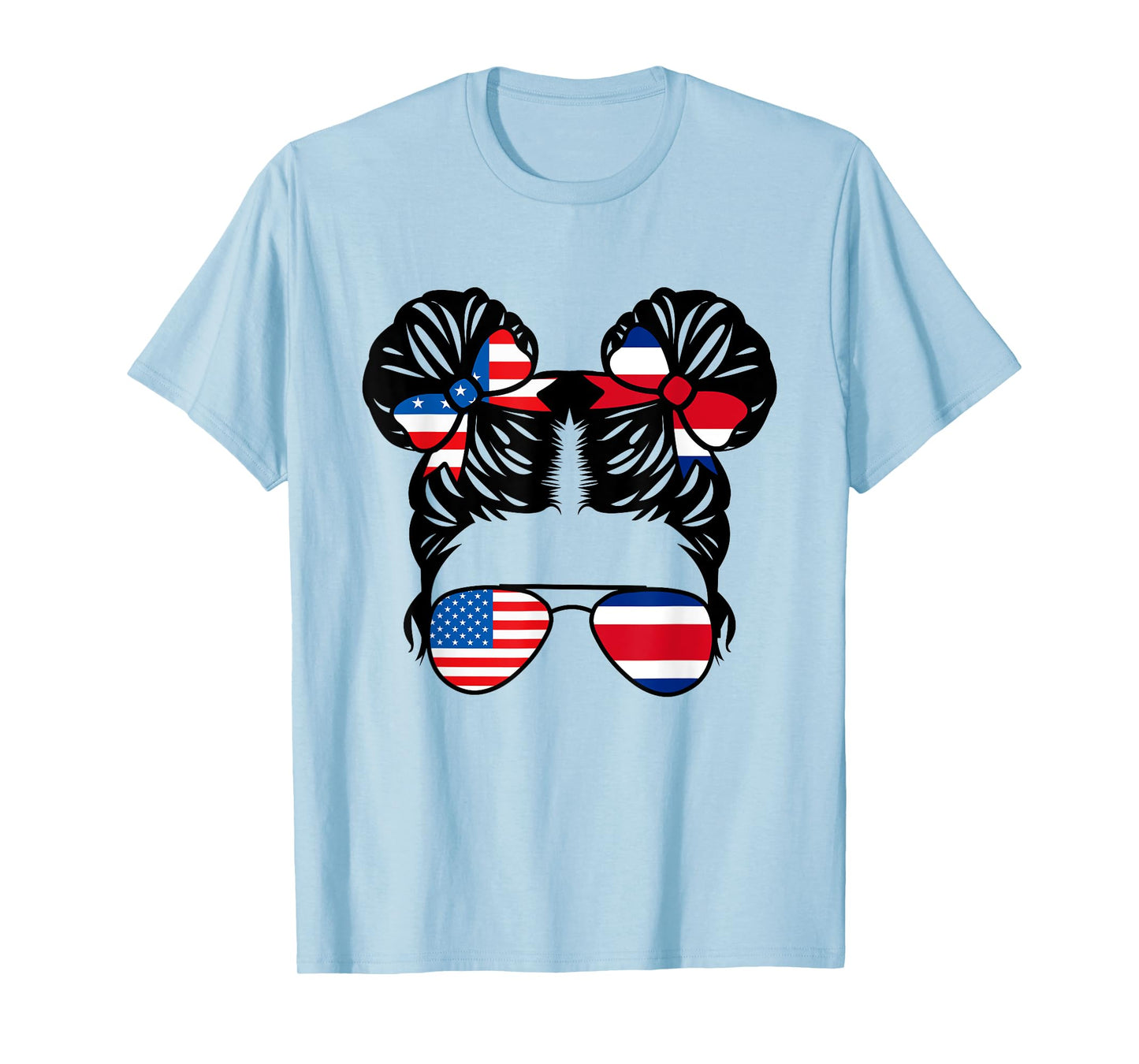Half American Costa Rican Girl USA Costa Rica Flag Patriot T-Shirt