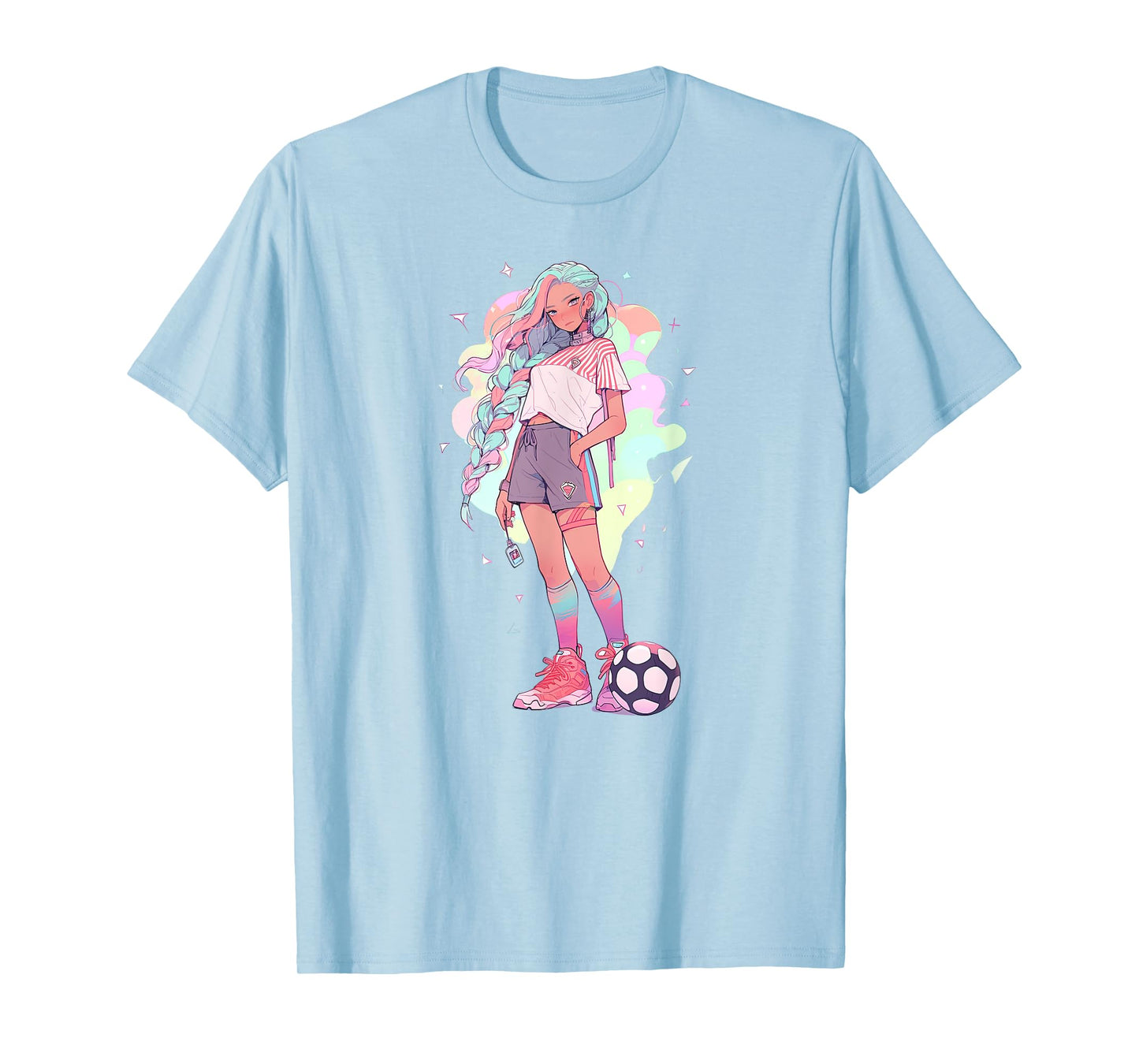 Soccer Girl in funny Pastel japan Anime Aesthetic japanese T-Shirt