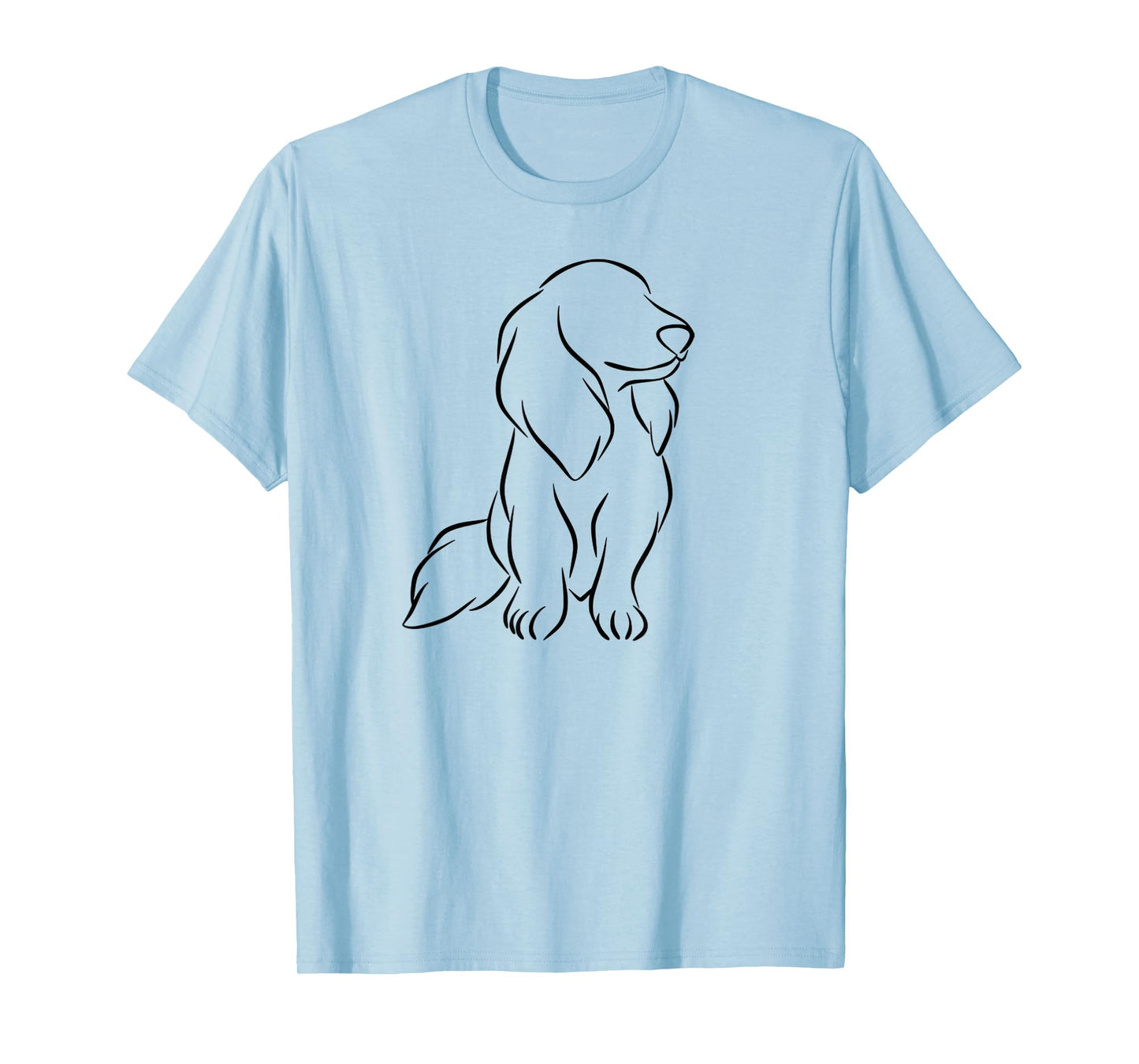 Long haired Dachshund Line Art Cute Doxie Wiener Dog Women T-Shirt