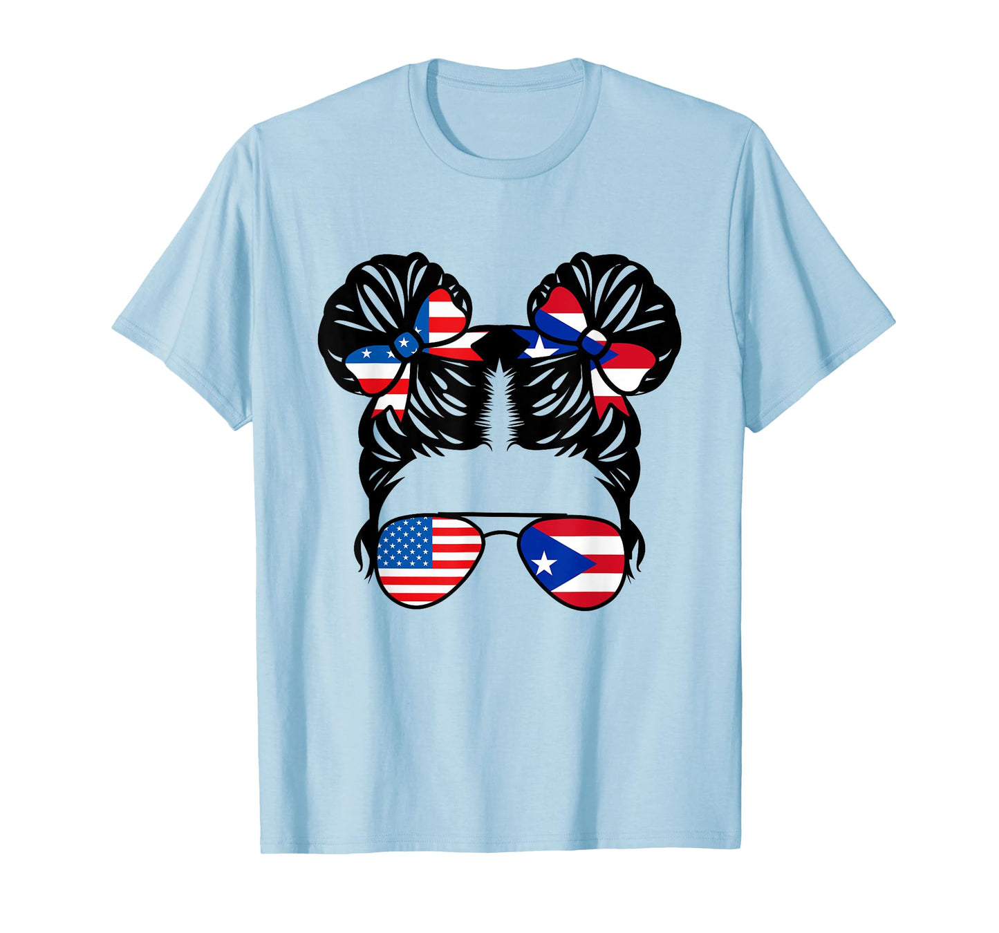 Half American Puerto Rican Girl USA Puerto Rico Flag Patriot T-Shirt