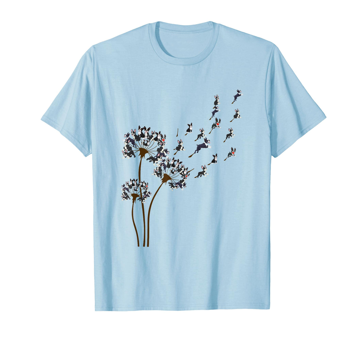 Boston Terrier Flower Fly Dandelion Funny Dog Lover Dog Dad T-Shirt
