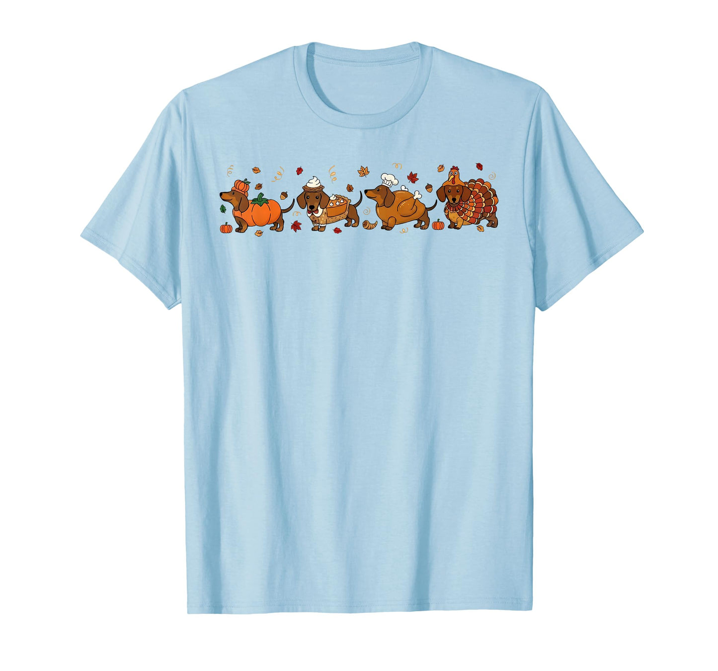 Autumn Pumpkin Fall Dachshund Thanksgiving Womens Mens Kids T-Shirt